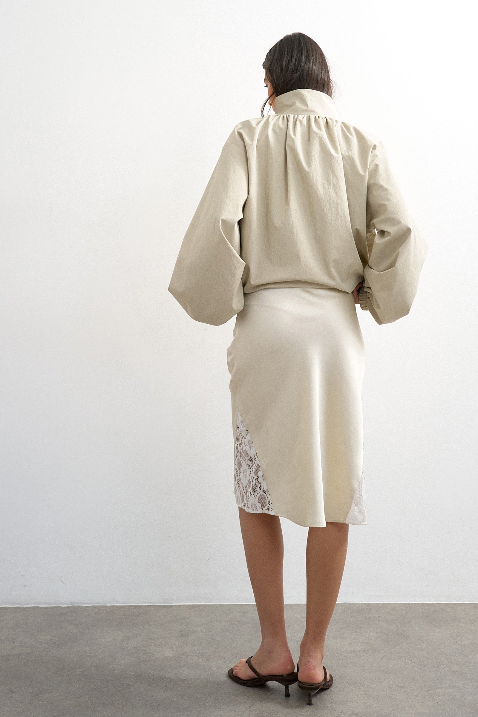 TSNINA Satin Midirock - Pearled Ivory