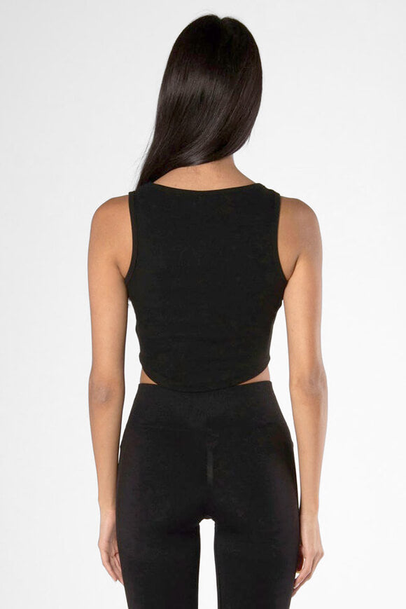 Ribbed crop tank top - Black