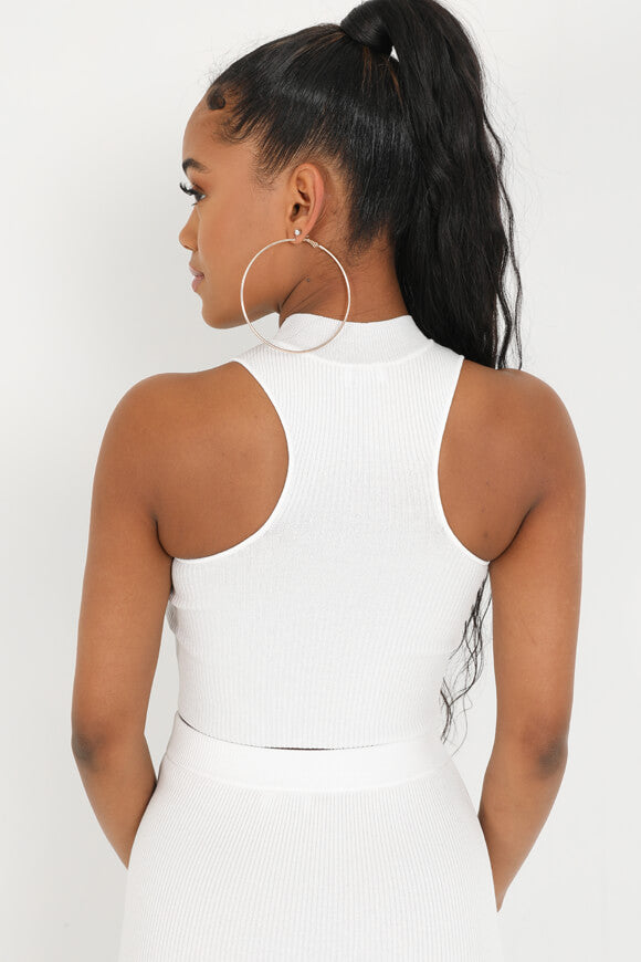 Top in maglia a coste - bianco