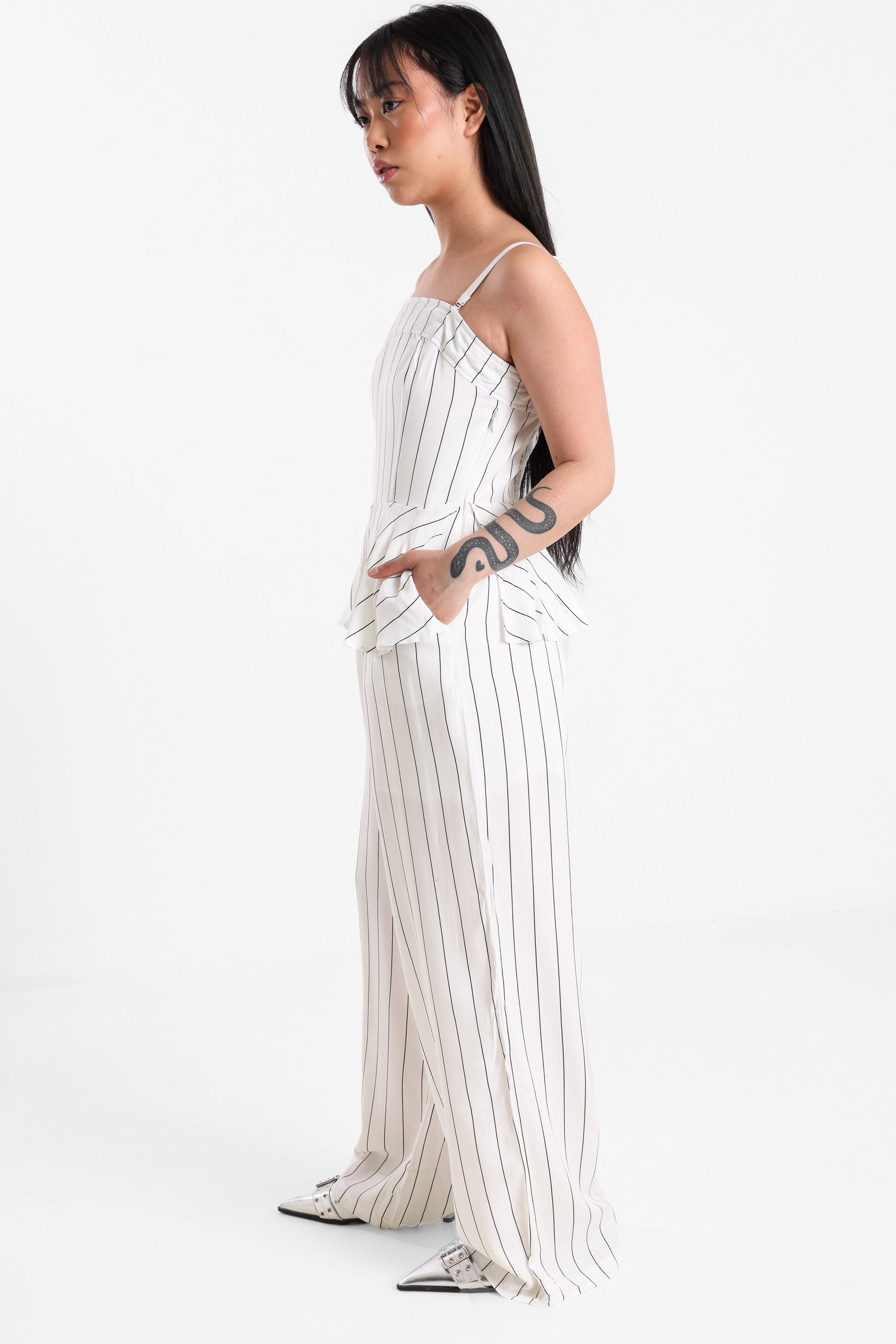 Langer Overall - Offwhite + Schwarz