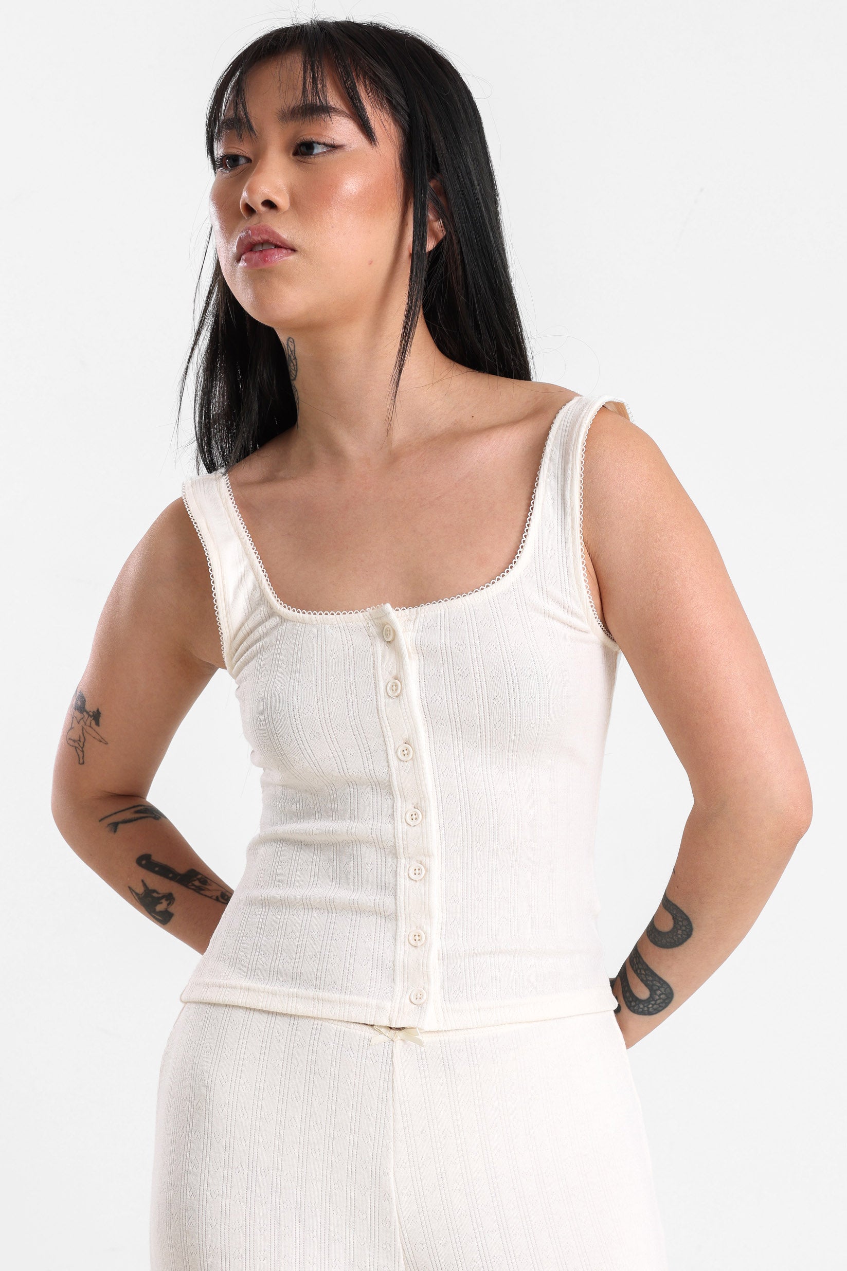 Strukturiertes Crop Top - Hellbeige