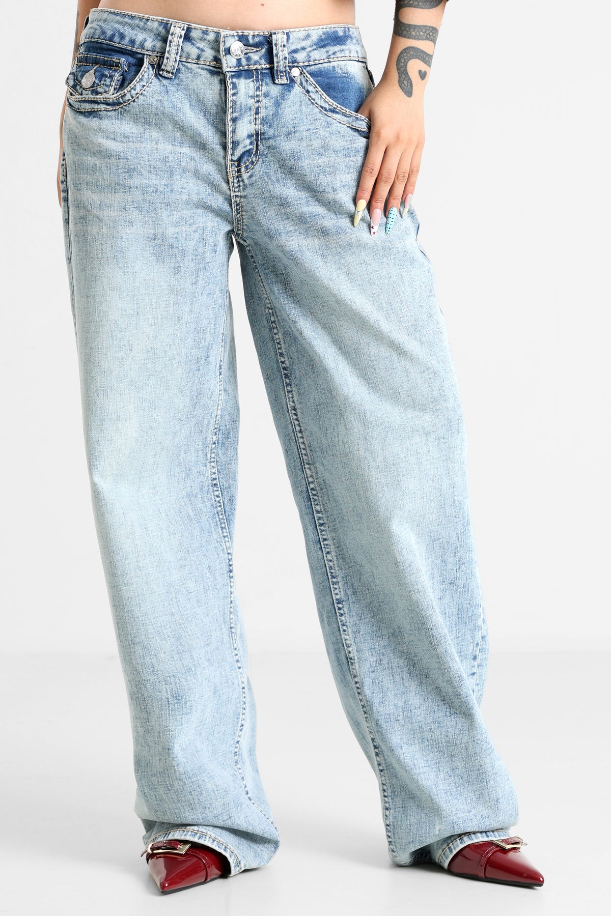 Jean slim fit - Bleu clair usé