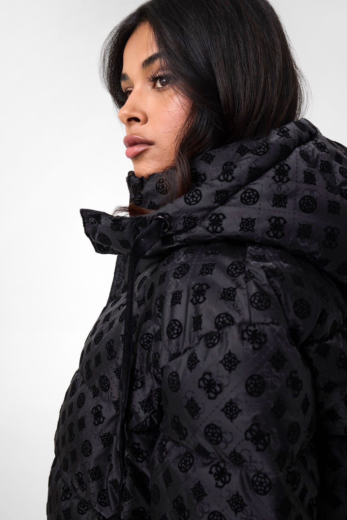 Crop Puffer Bomberjacke - Jet Black