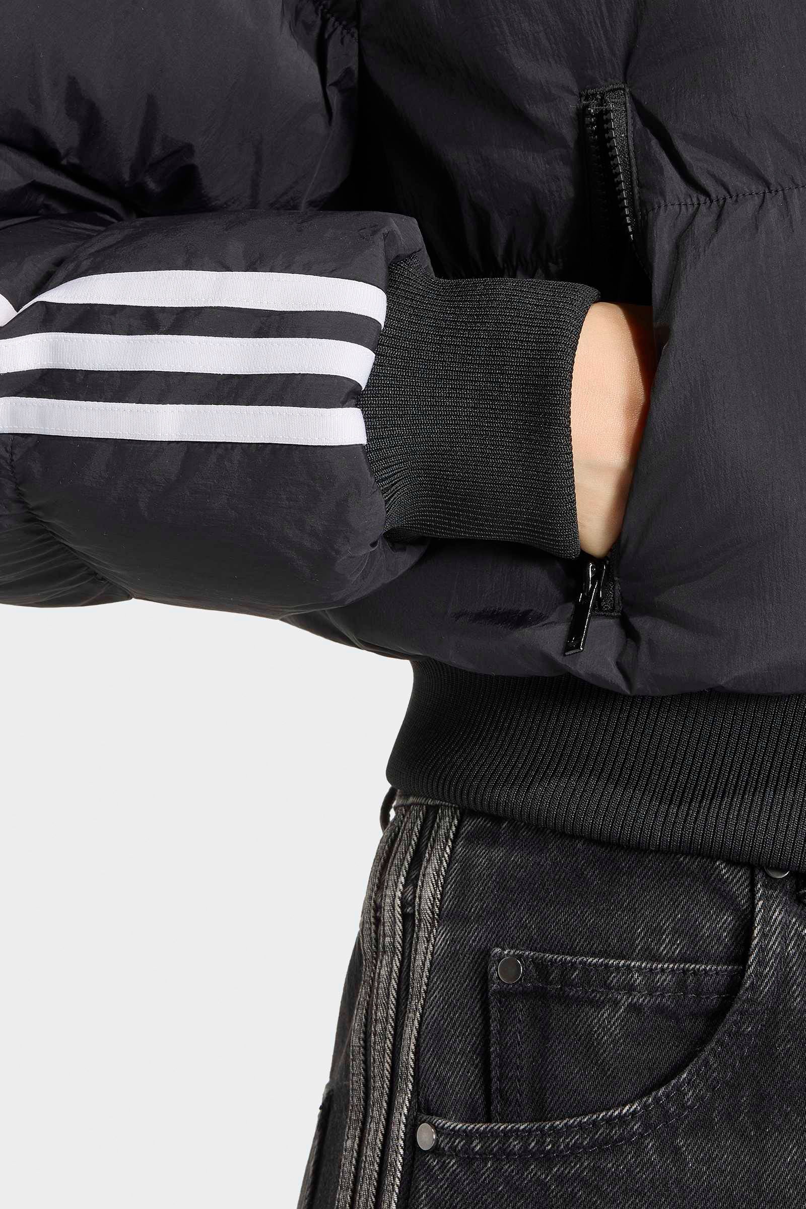 Crop Puffer Bomberjacke - Black