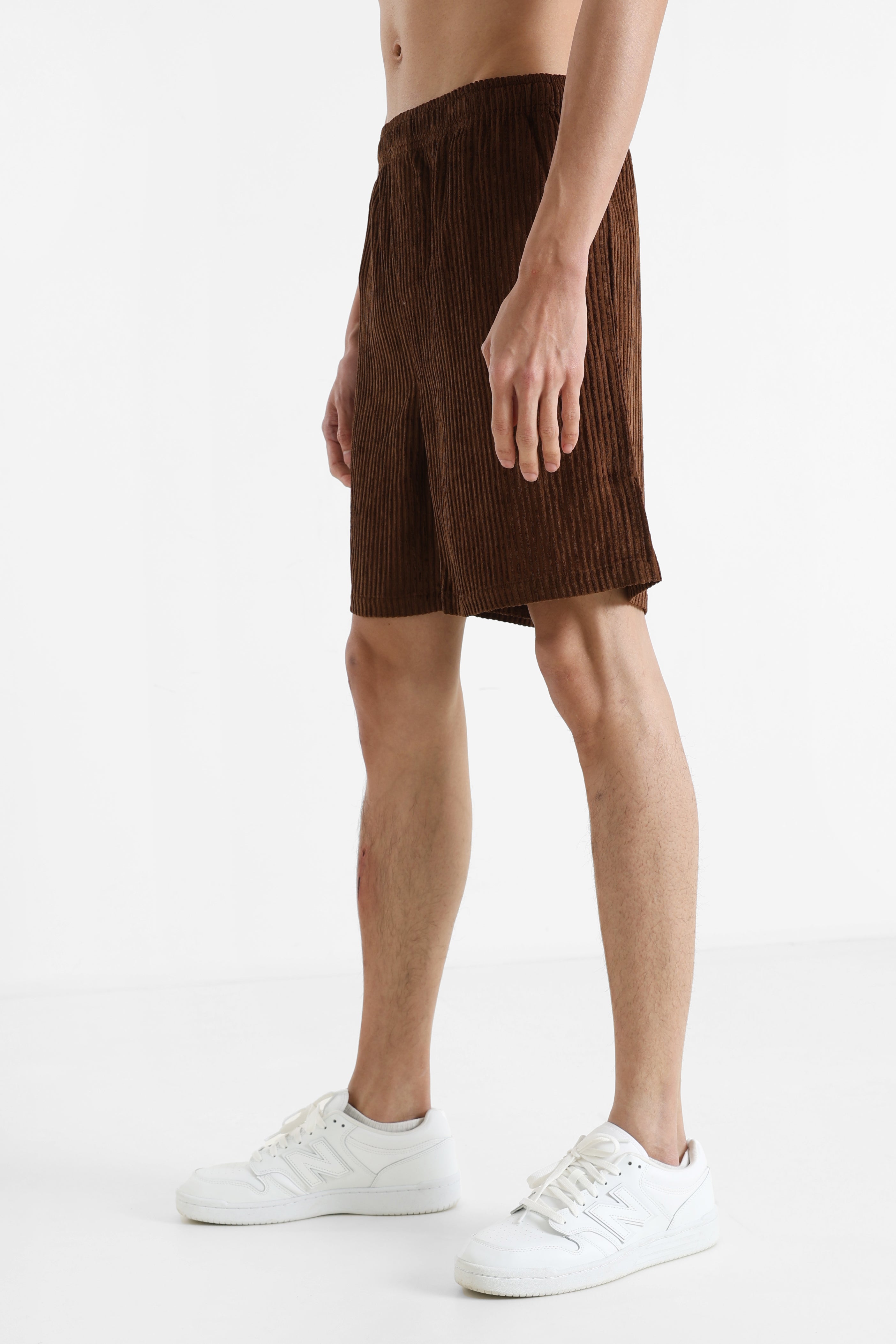 Structured fabric shorts - Brun