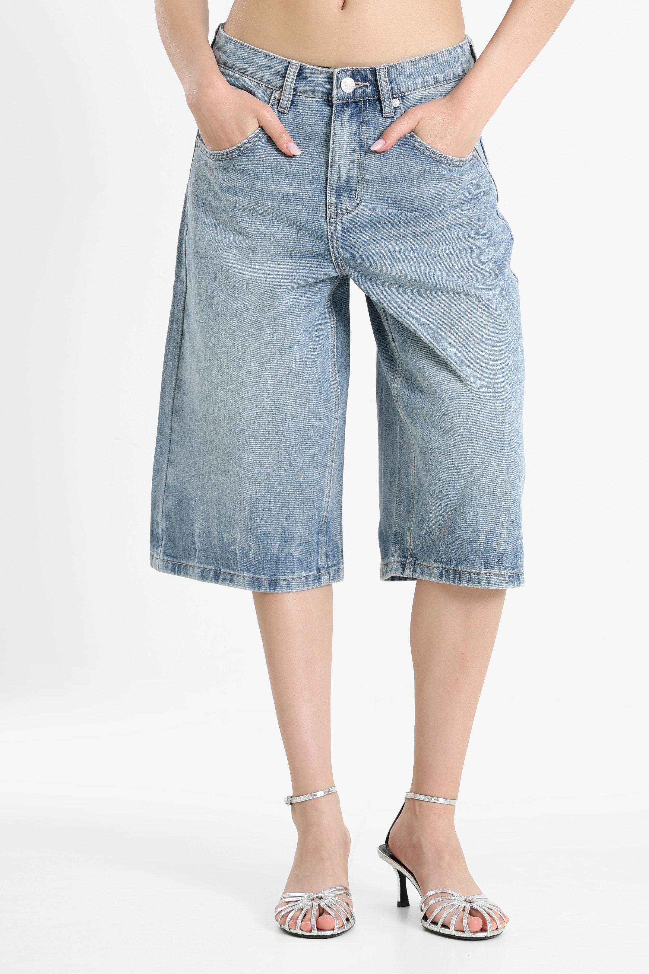 Jeans Bermudashorts - Gewaschen Blau
