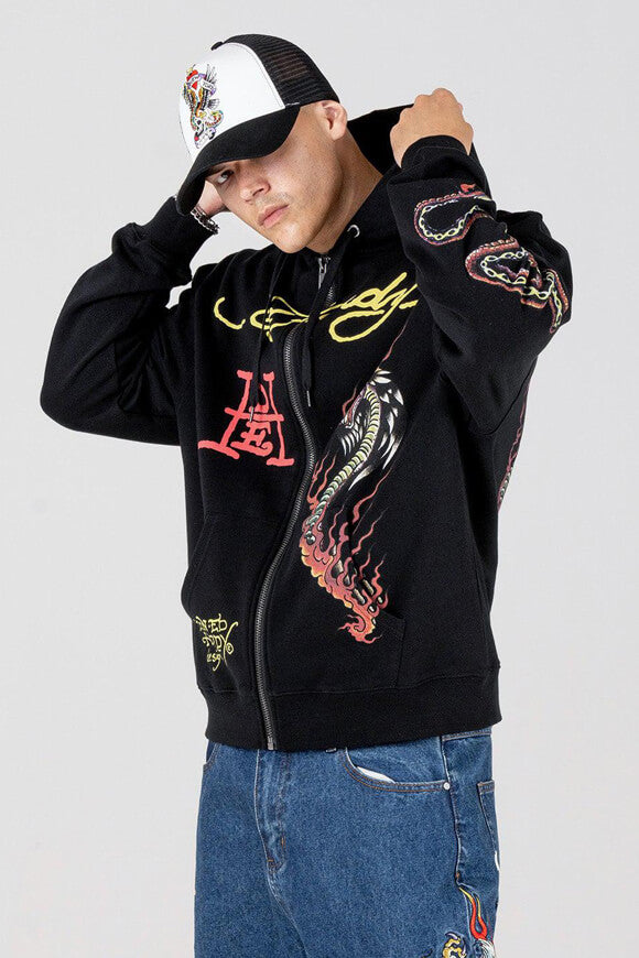 Kapuzensweatjacke - Black