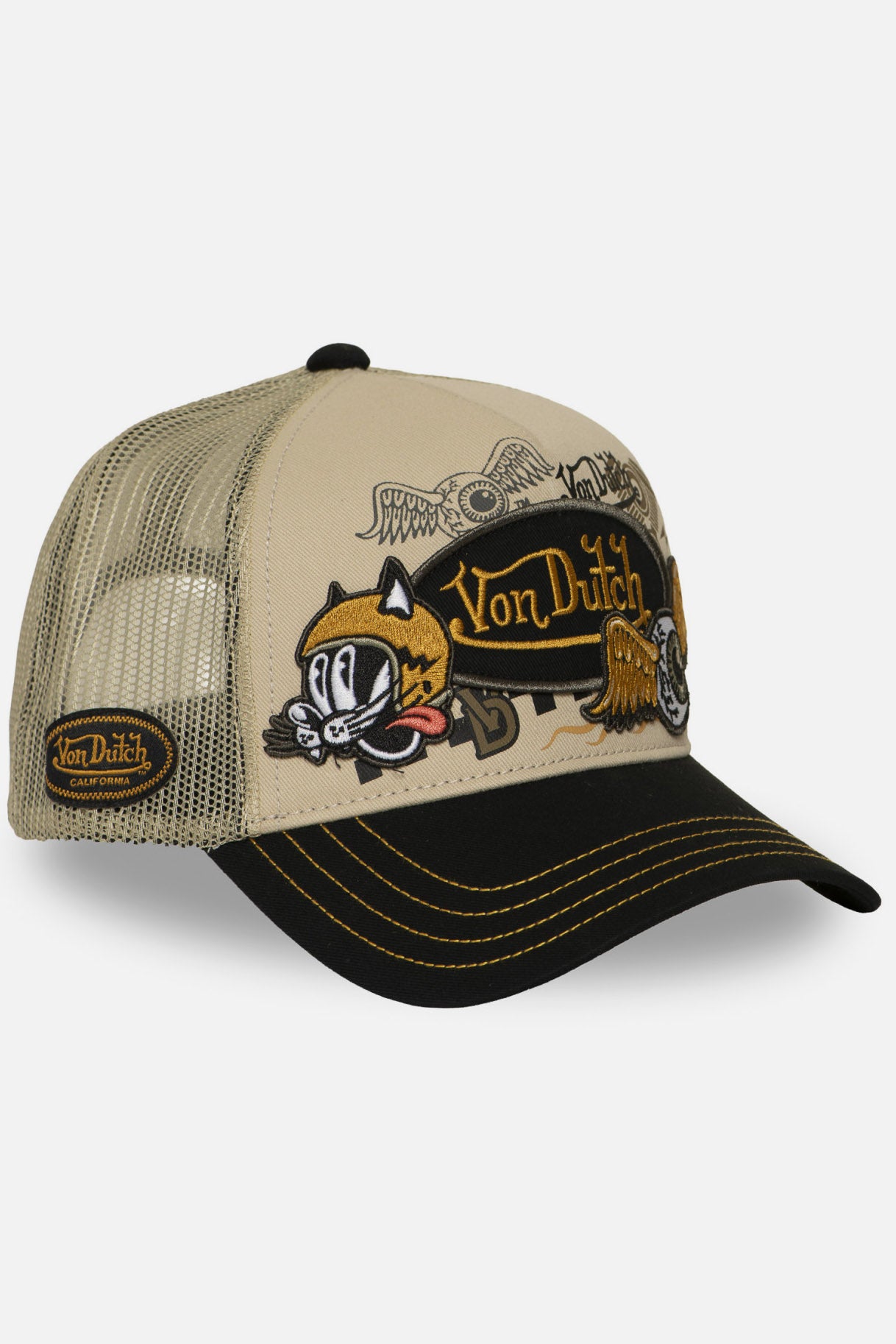 Cappellino trucker / snapback - Beige + Black