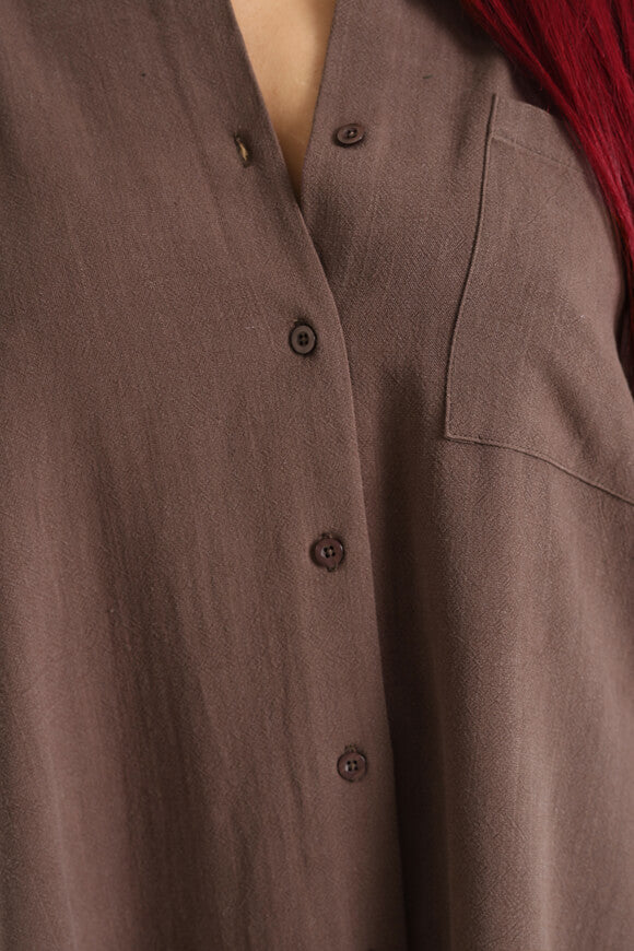 Chemise oversize en lin - Marron