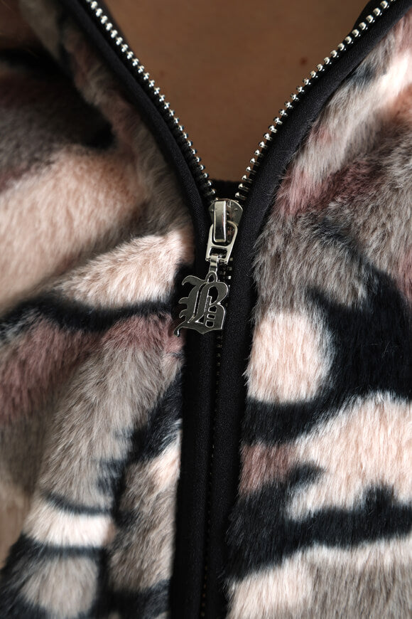 Faux fur jacket - camouflage pink