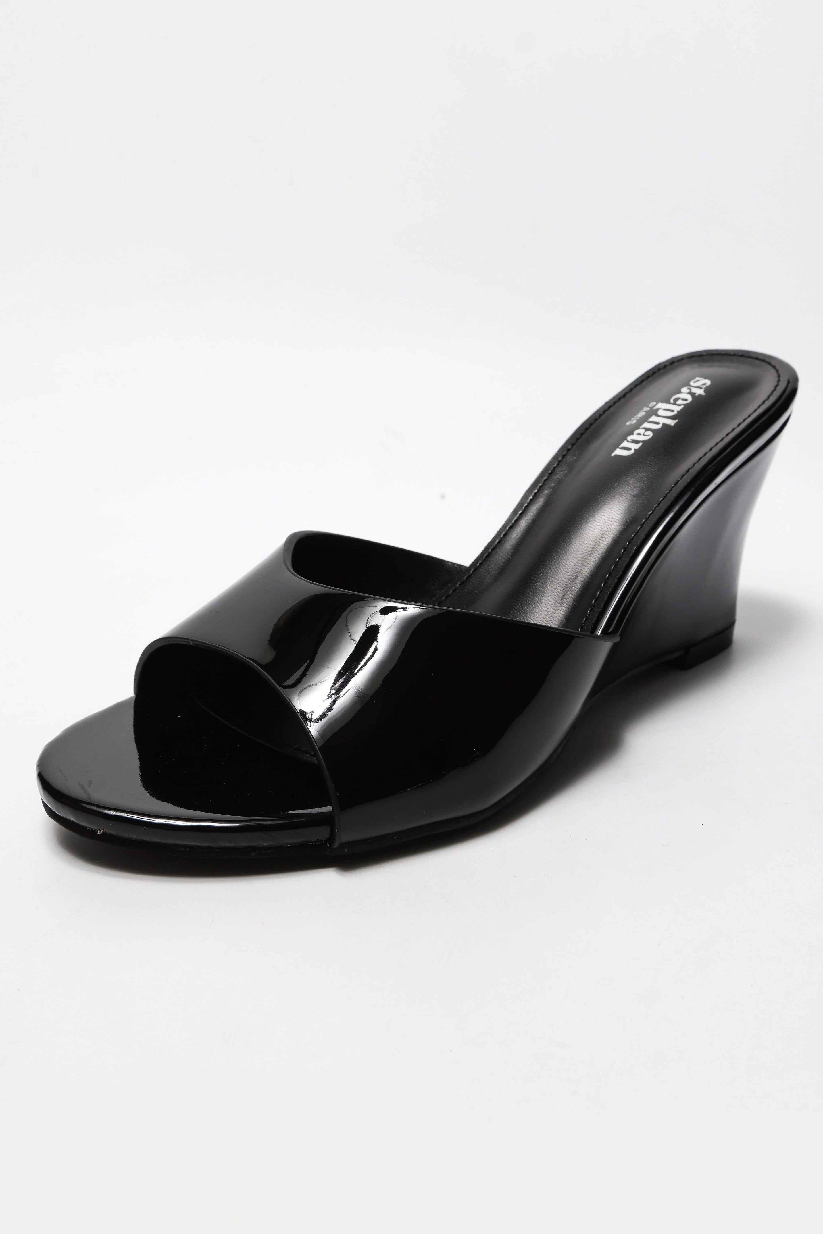 Mules vernies compensées - Black