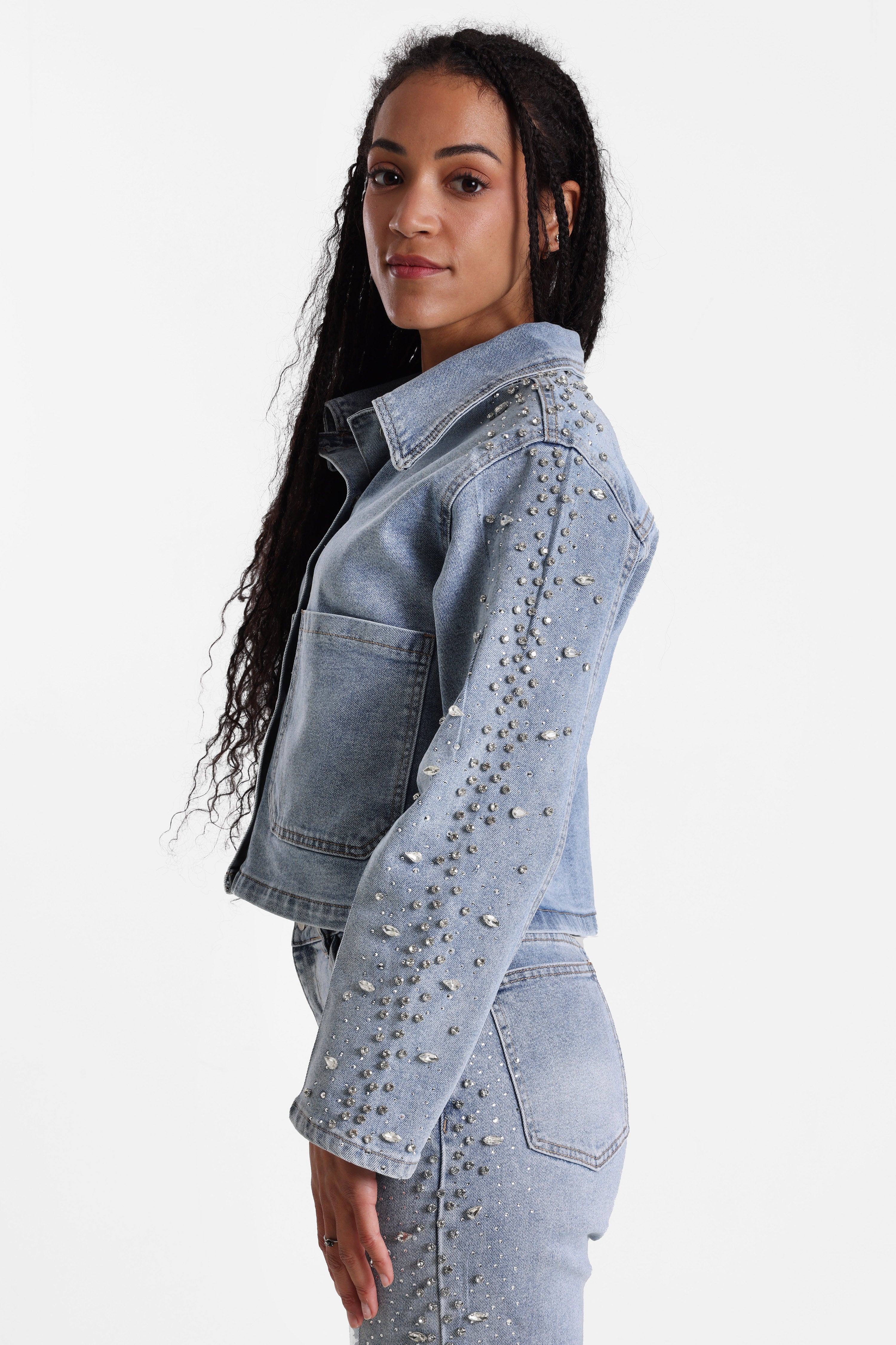 Giacca di jeans con strass - Blue