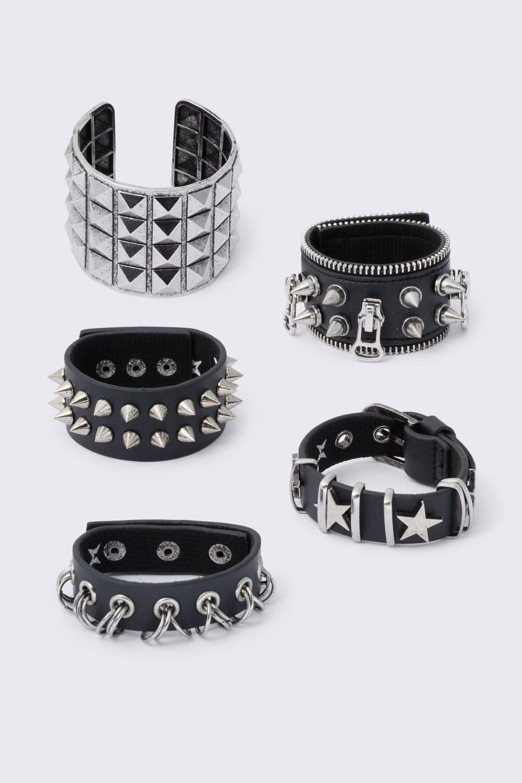 Lot de 5 bracelets - Oxidized Silver + Black