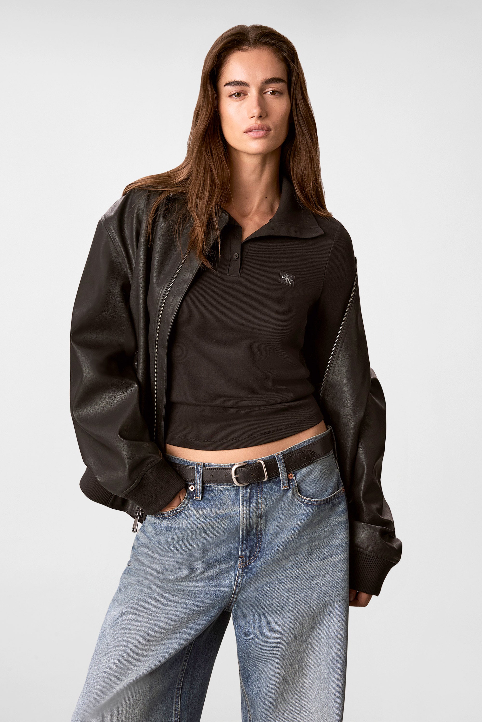 Shirt côtelé manches longues - Black