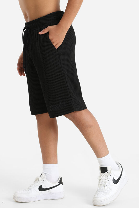 Shorts mit Waffelstruktur - Schwarz