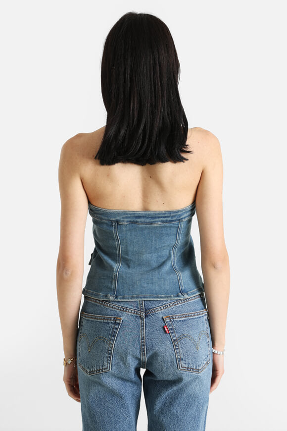 Top corsetto in jeans - denim blu