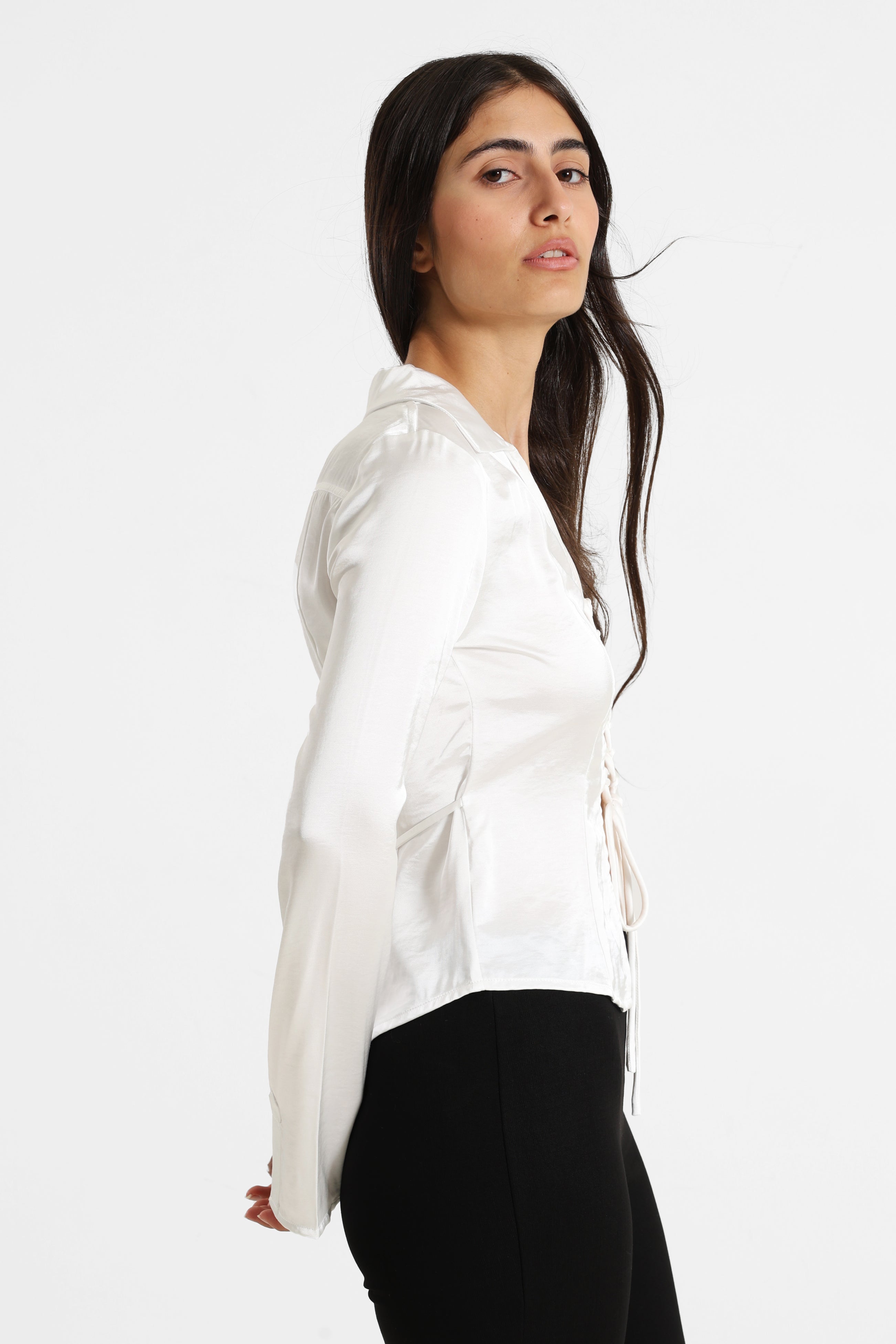 Chemise satinée - Ecru