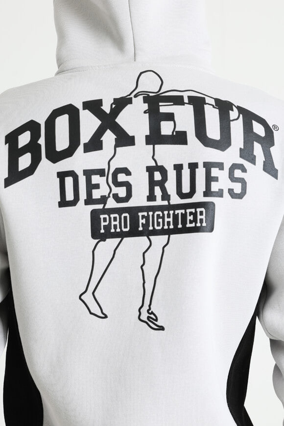 Kapuzensweatjacke - Light Grey + Black