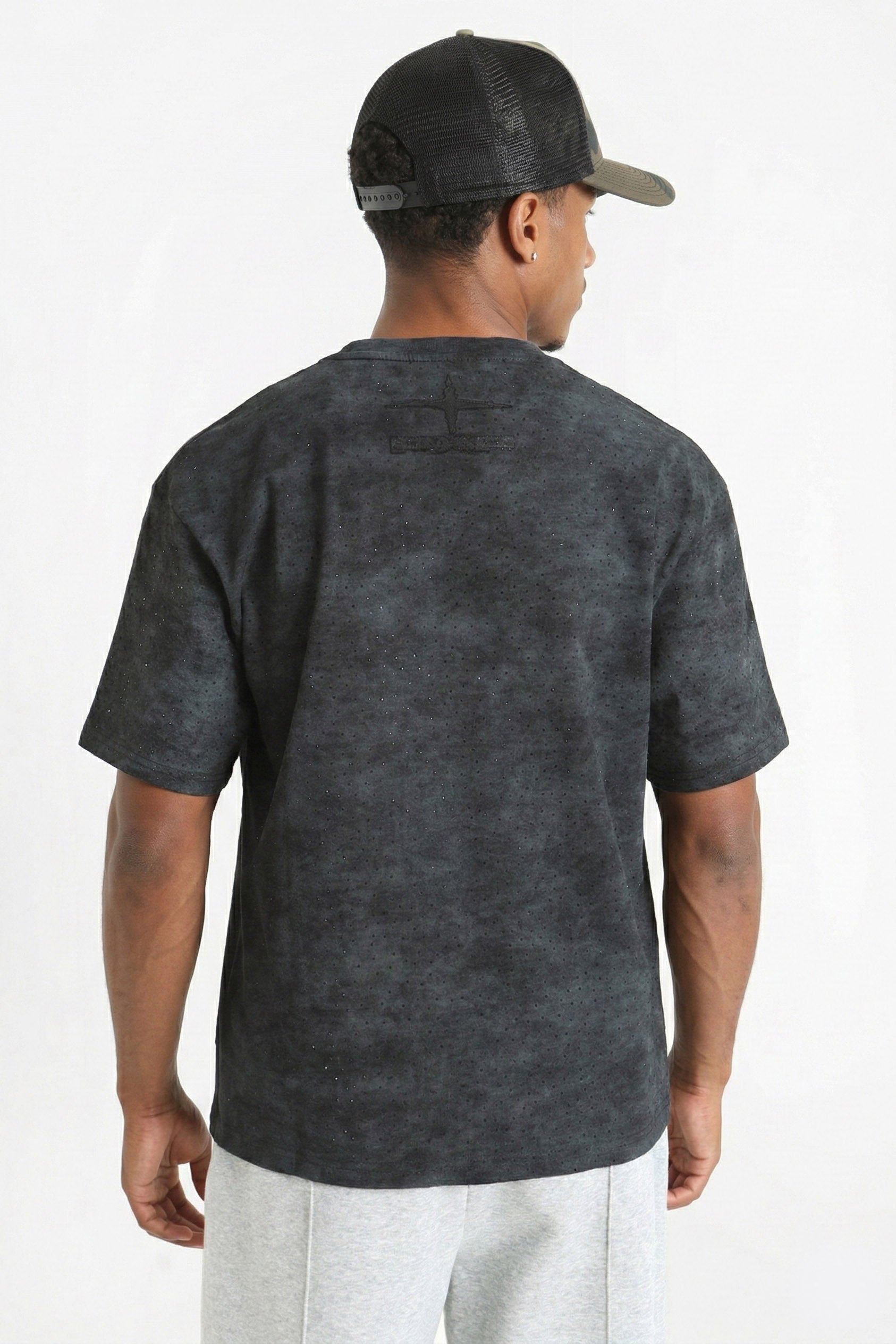 T-Shirt mit Strass - Black Washed