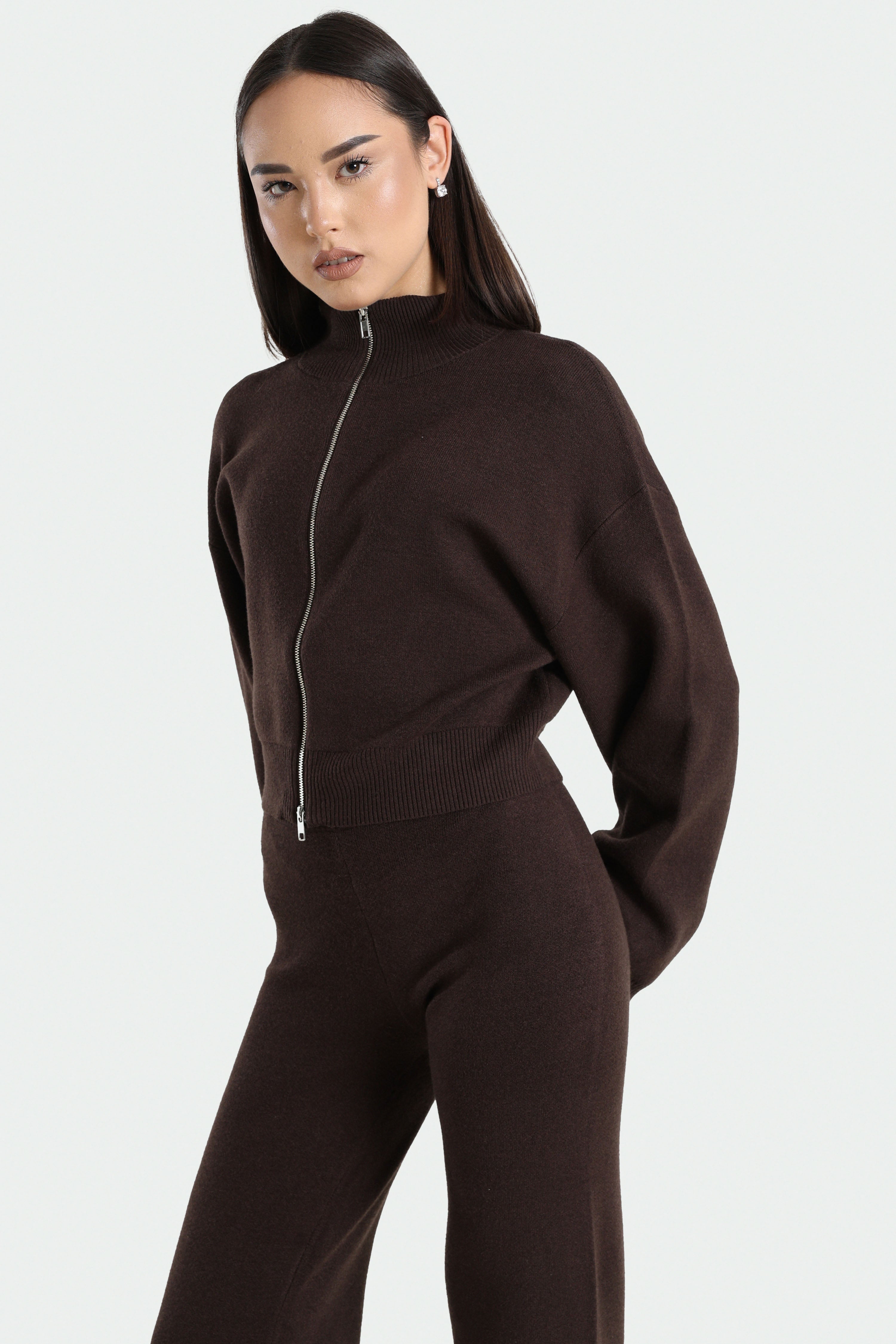 Jaquette en tricot - Brun foncé