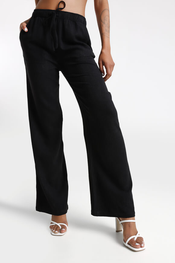 Wide leg linen pants - black