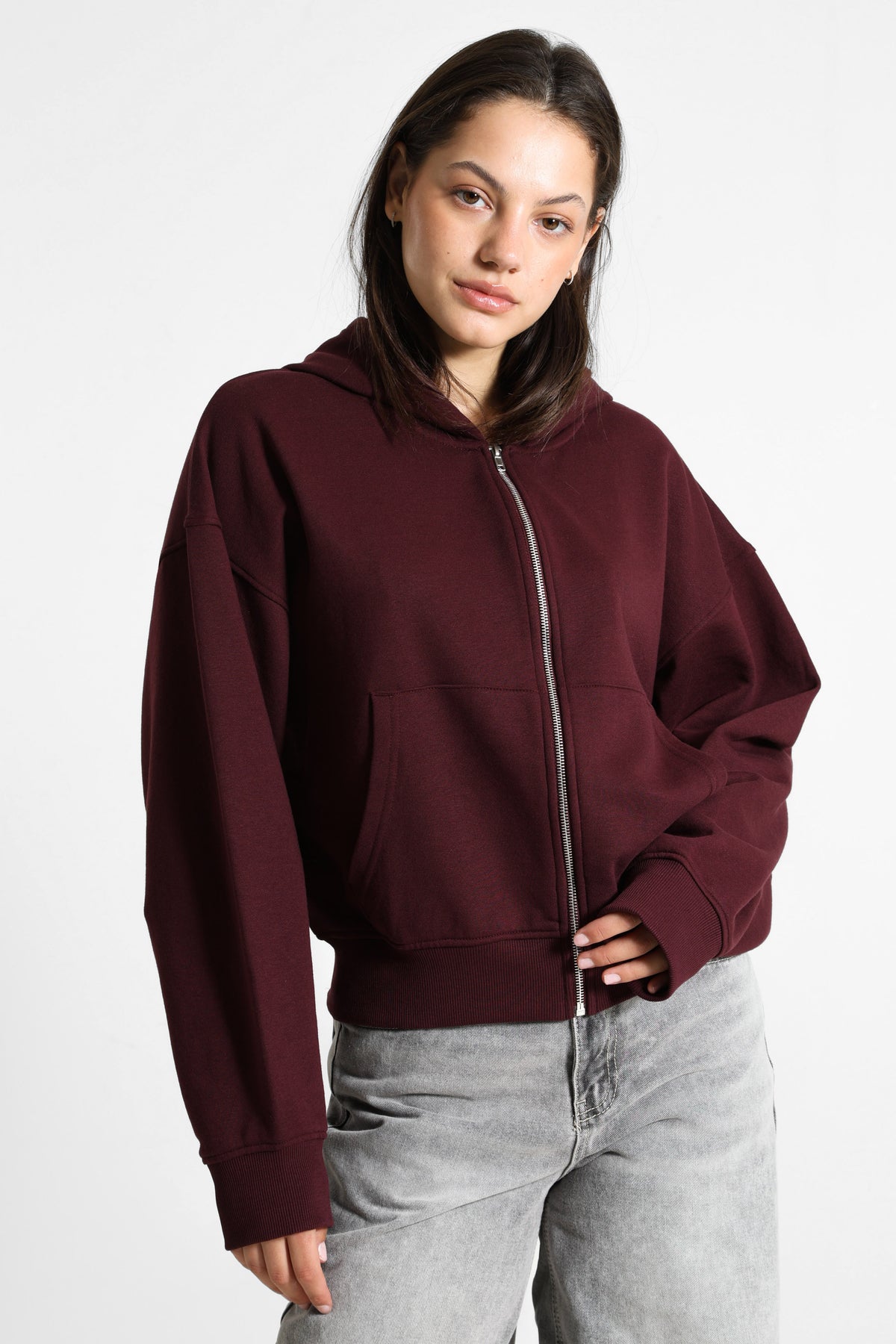 Kapuzensweatjacke - Bordeaux