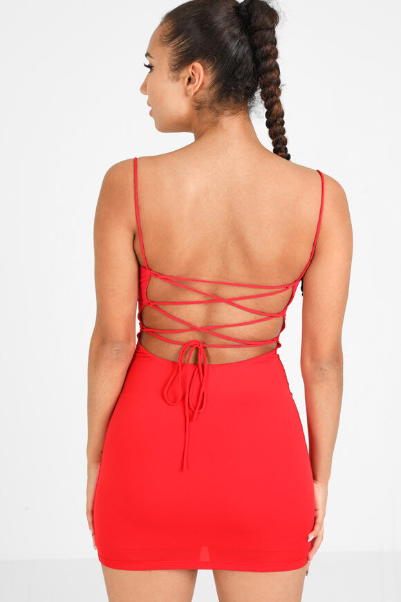 Mini-robe avec laçage - Rouge