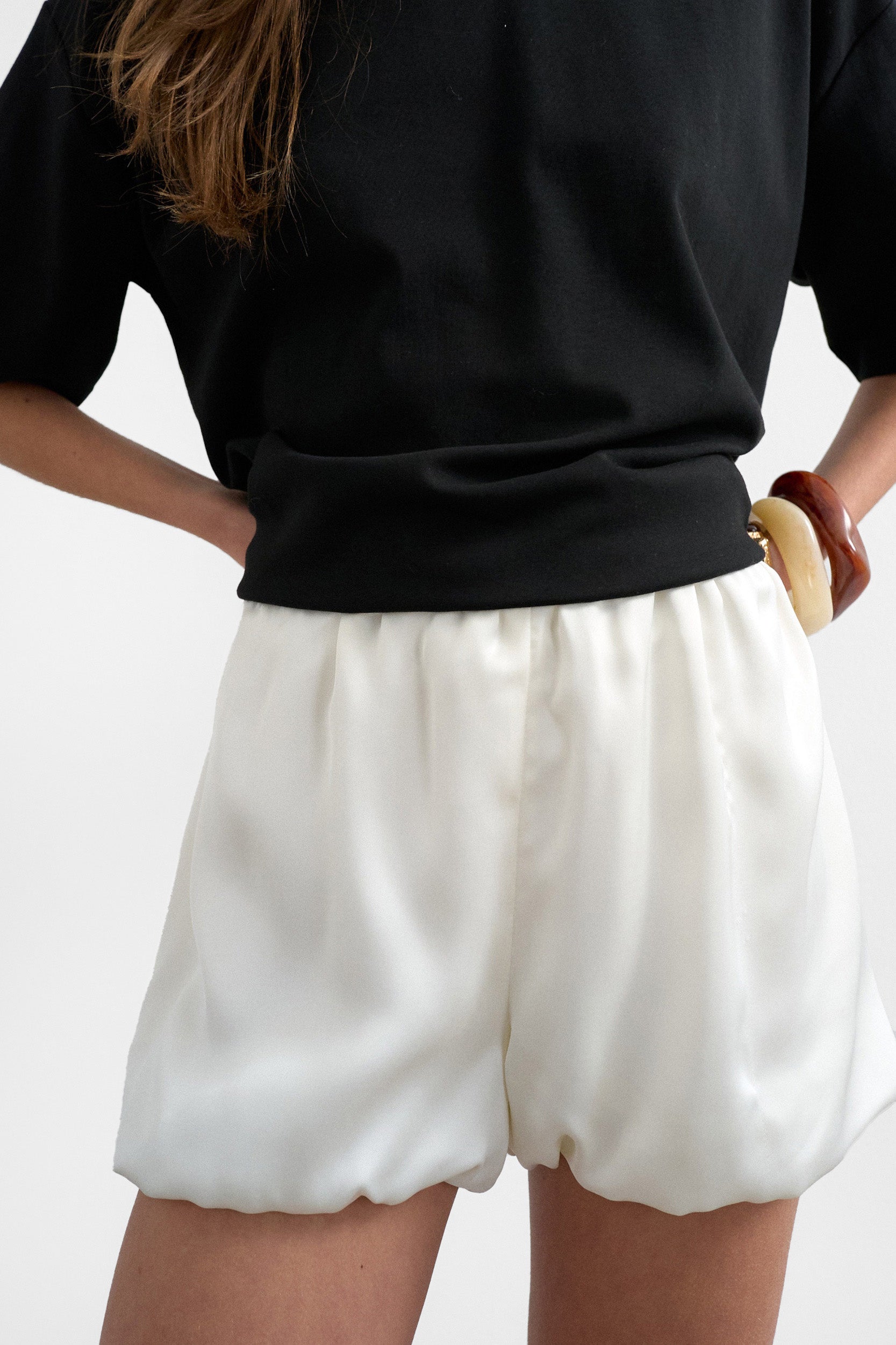 TSCASSO Satin-Ballonshorts - Pearled Ivory