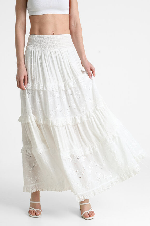 Maxi gonna con volant - Offwhite