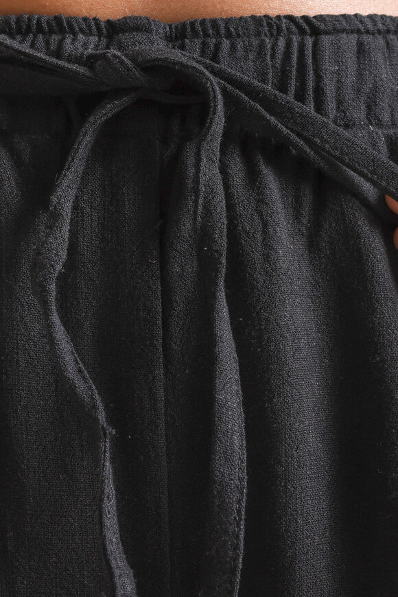 Wide Leg Leinenhose - Schwarz