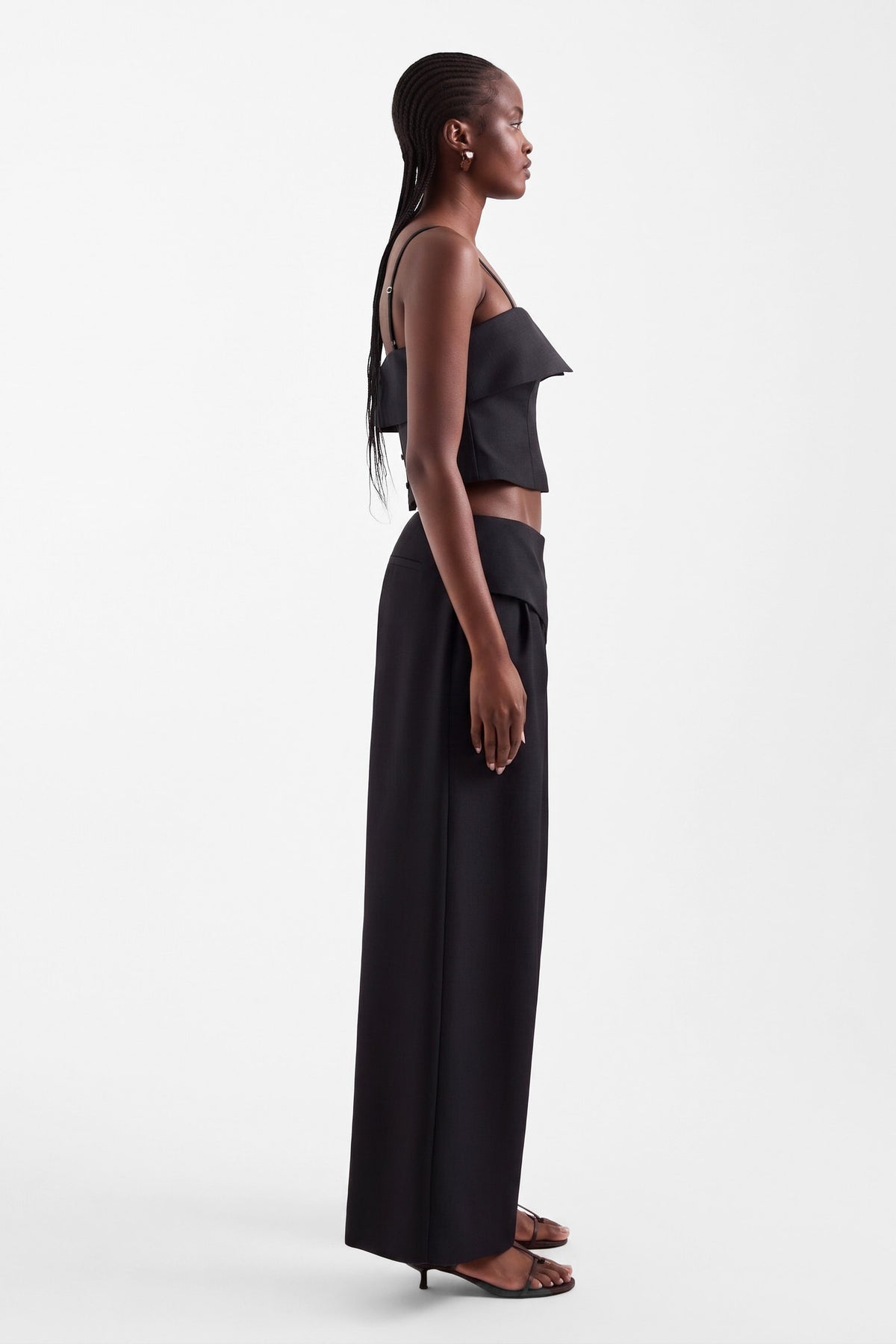 TSARWA pantalon wide leg en tissu - Jet Black