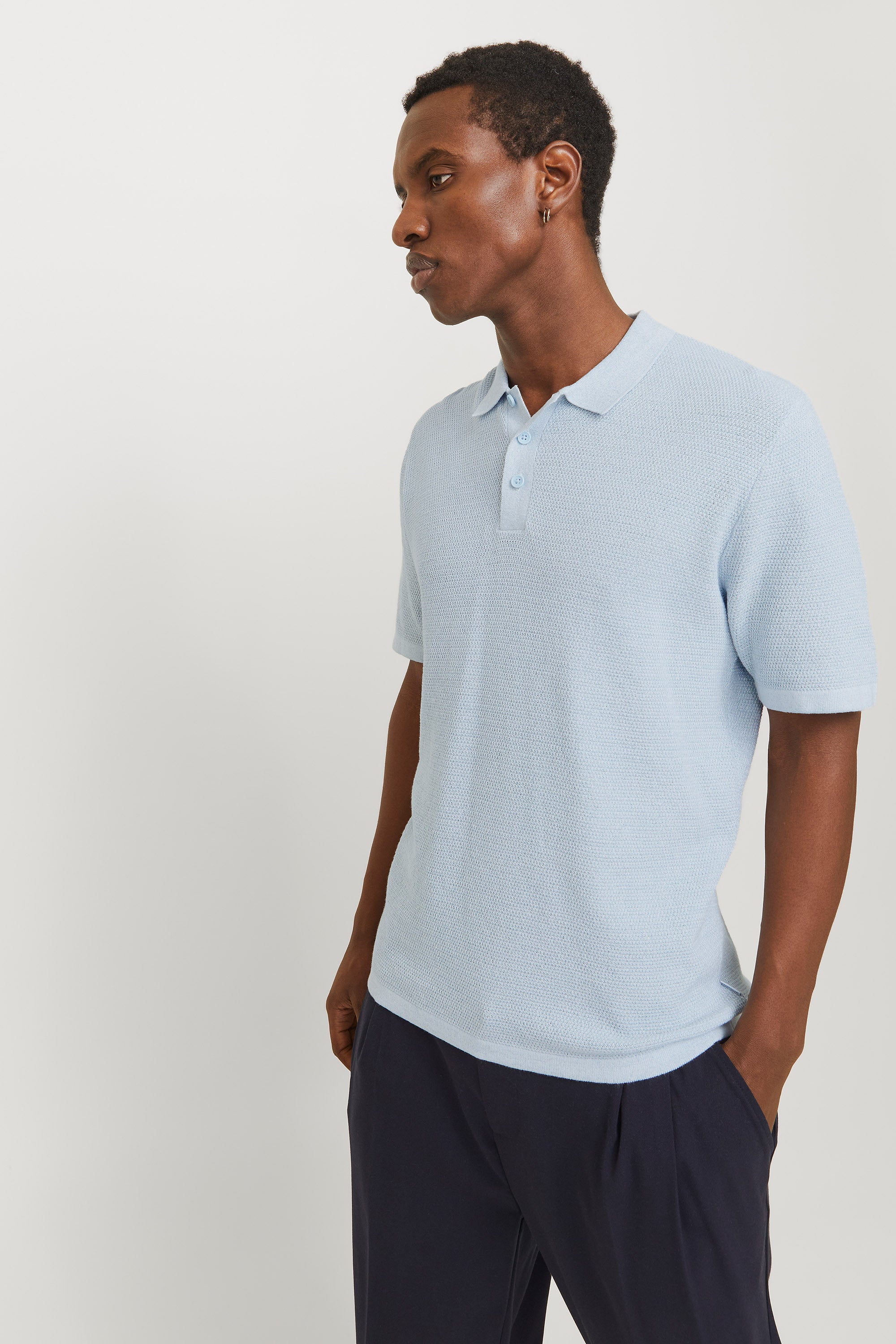 JJEGEORGE polo en tricot - Chambray Blue