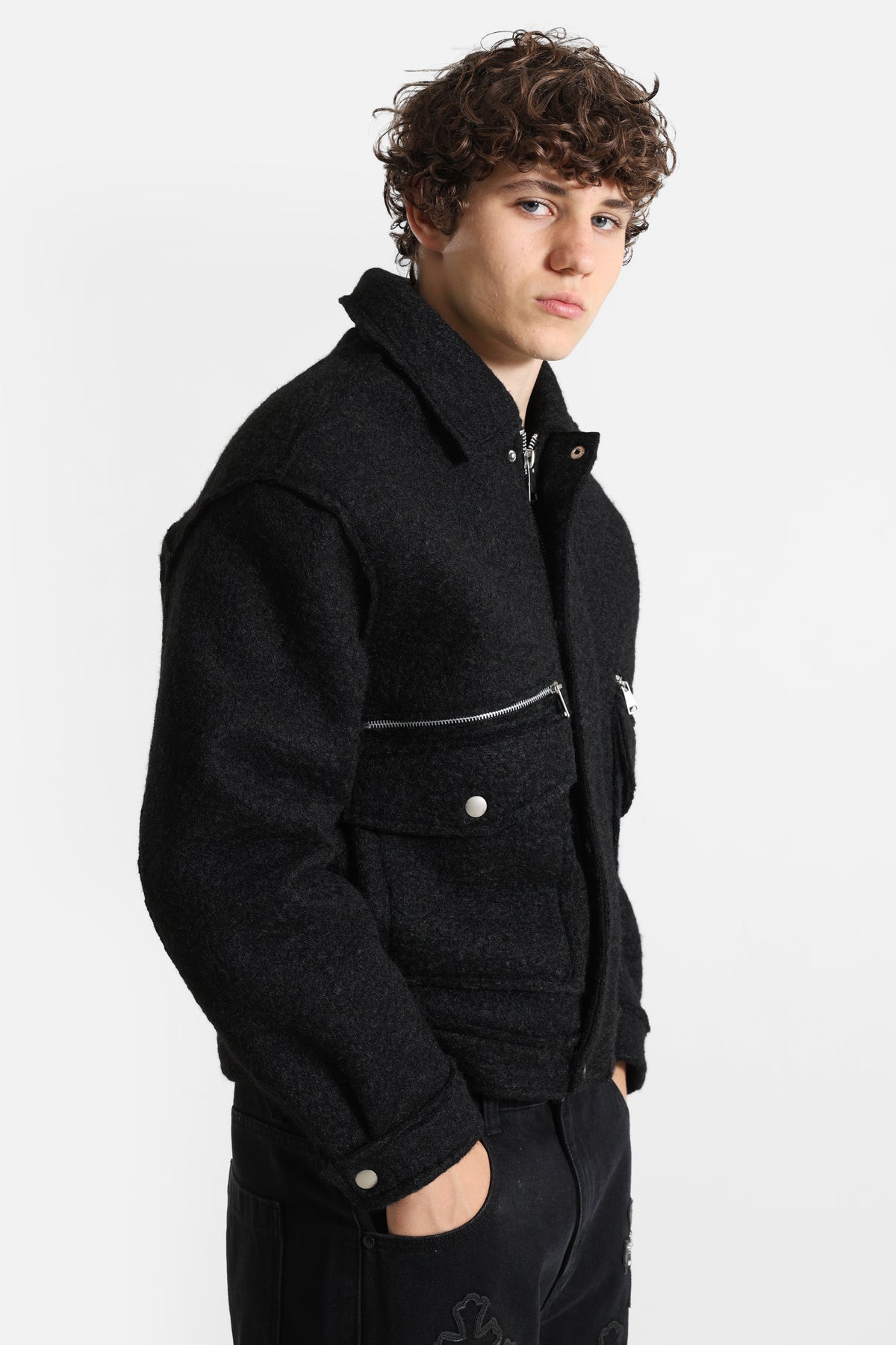 Bouclé knit jacket - Black