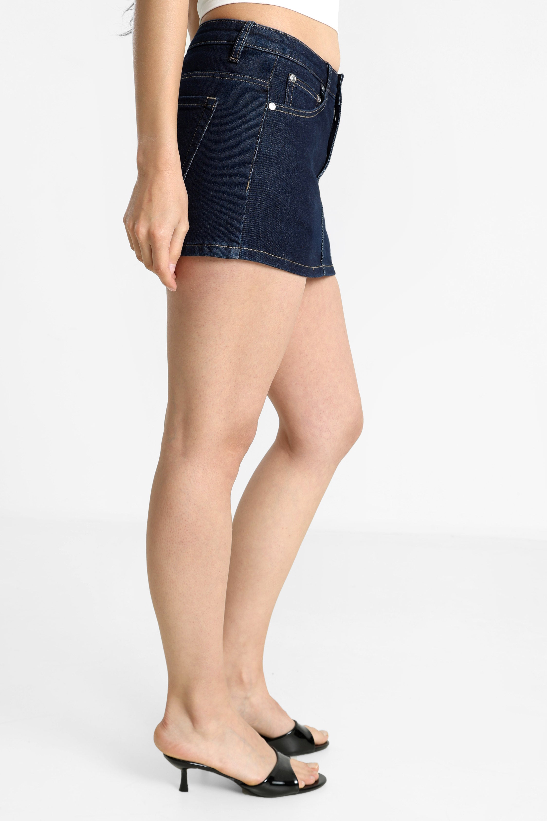 Mini jupe en jean avec short intégré - Bleu foncé