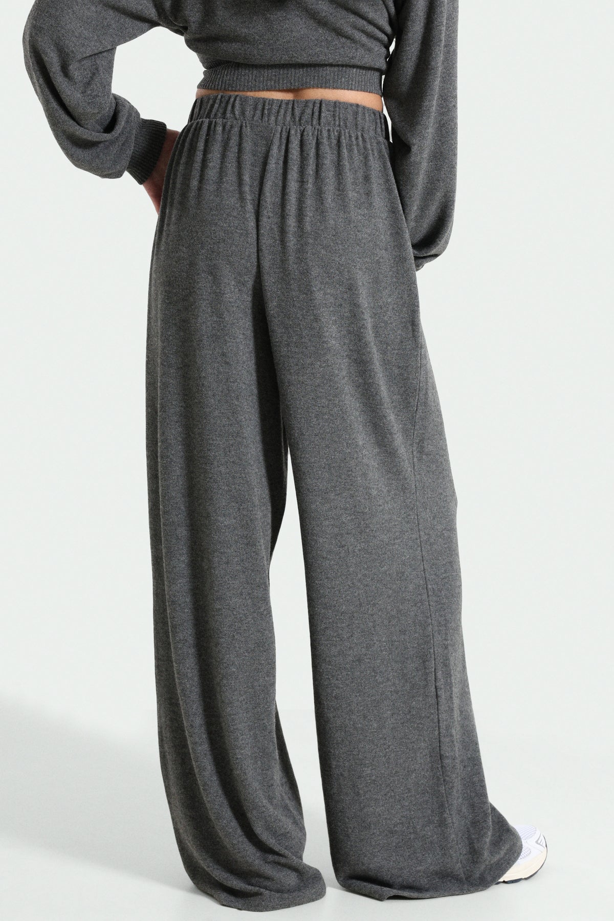 ONLAVELINE Wide Leg Strickhose - Dark Grey Melange