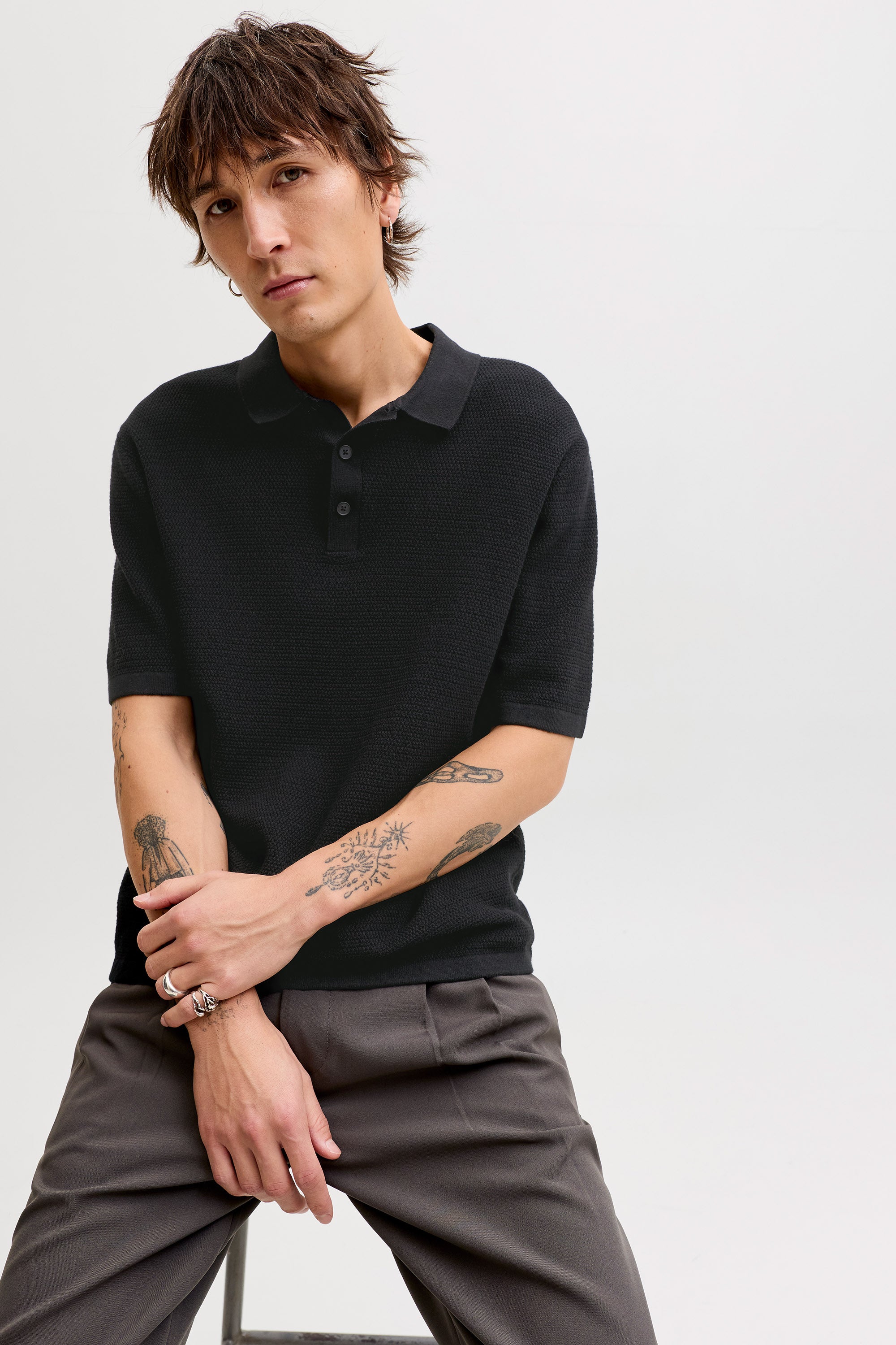 JJEGEORGE polo en tricot - Black