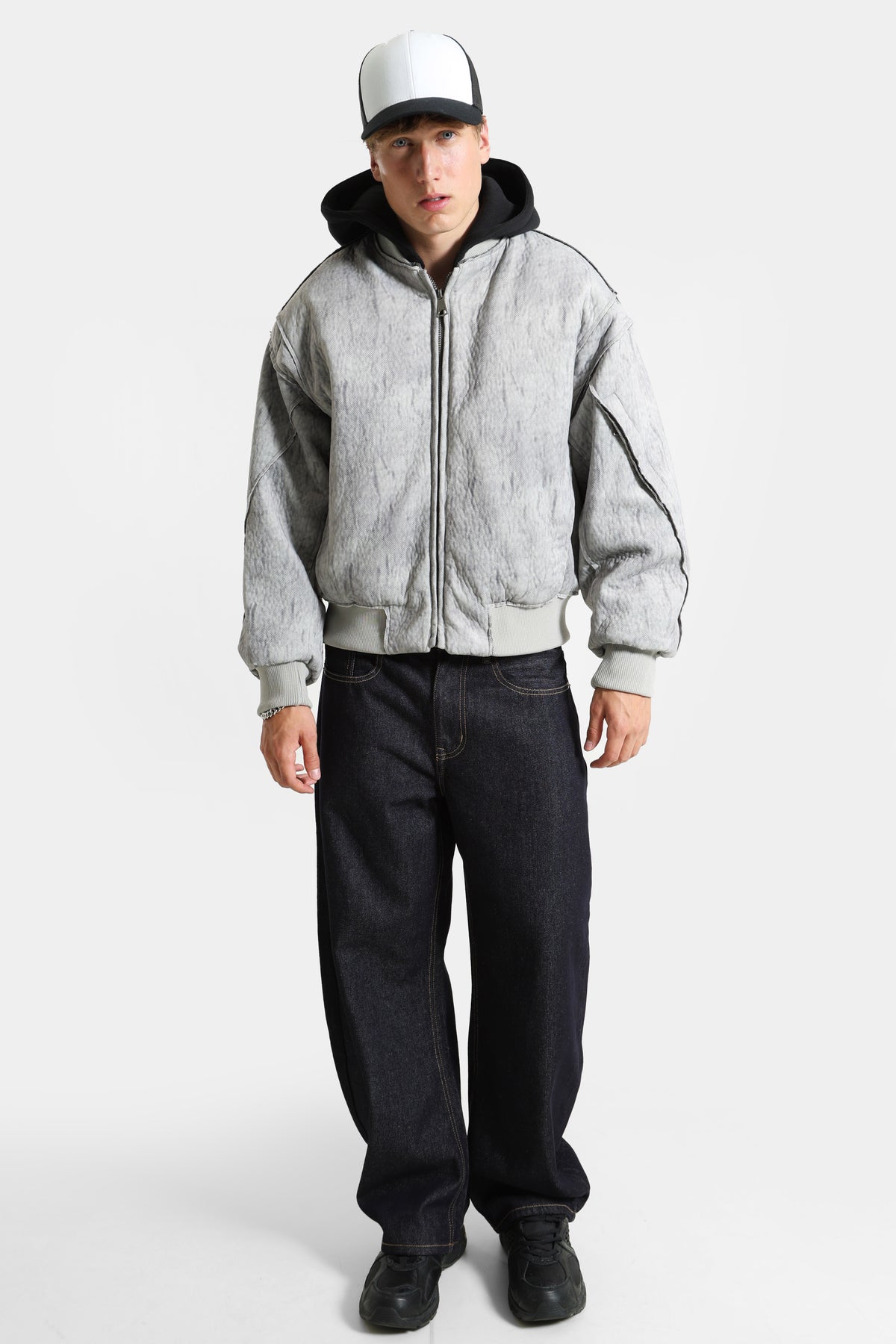Veste bomber ouatée - Grey + Black
