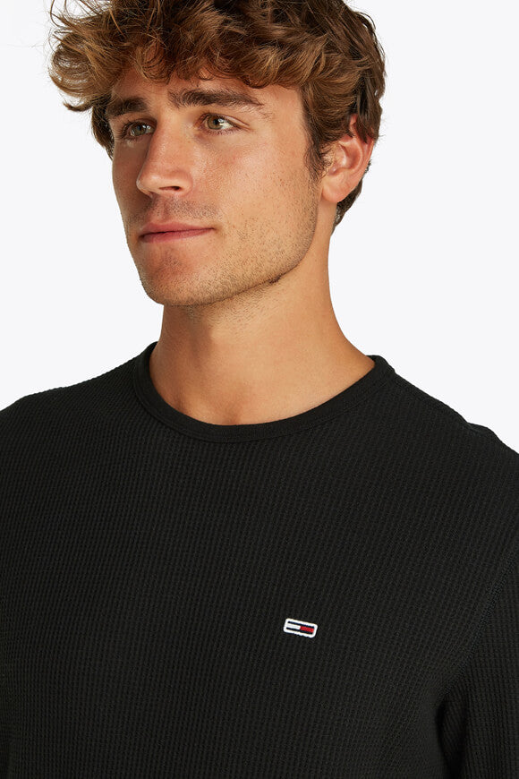 Langarmshirt mit Waffelstruktur - Black