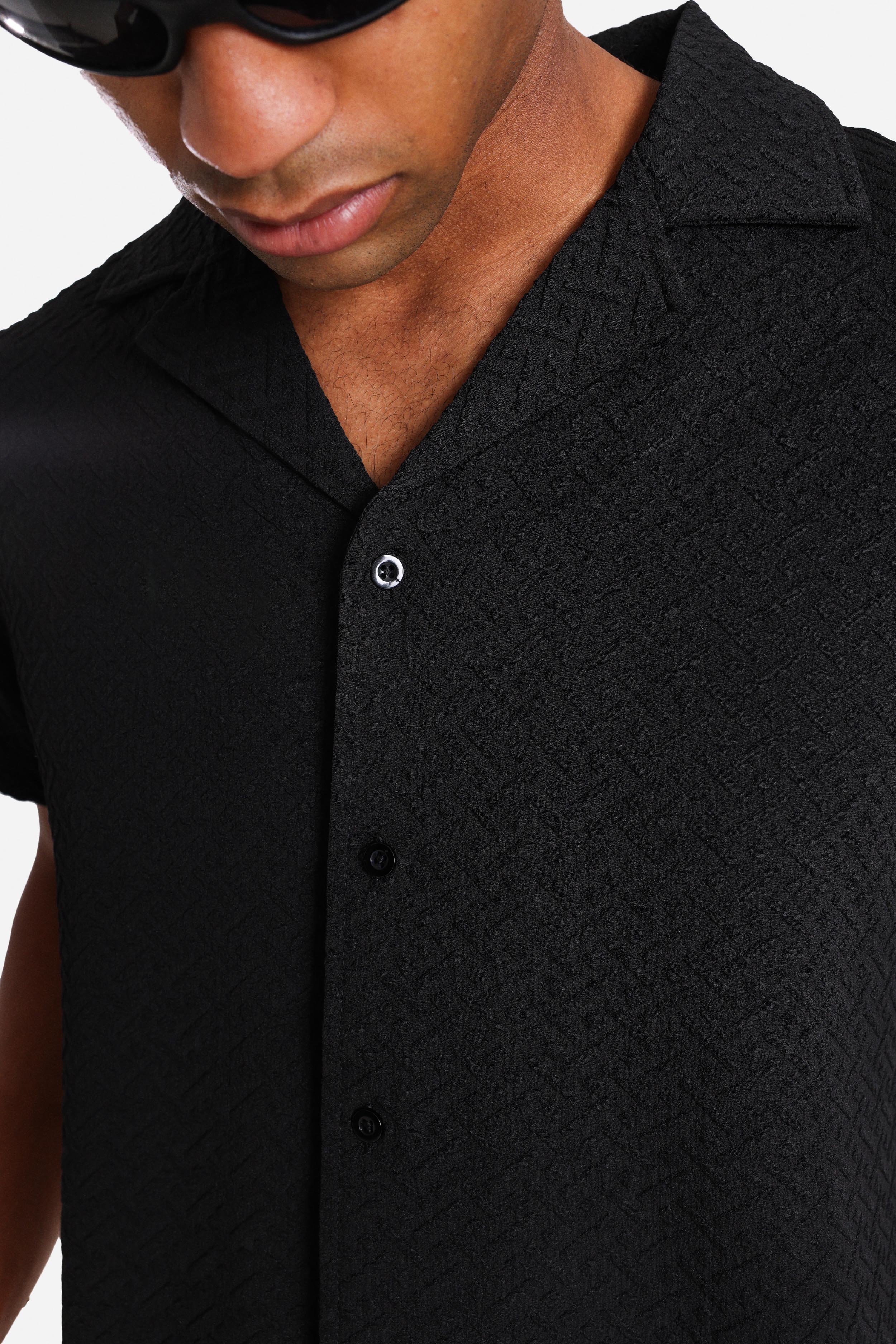 Camicia in tessuto strutturato - Black