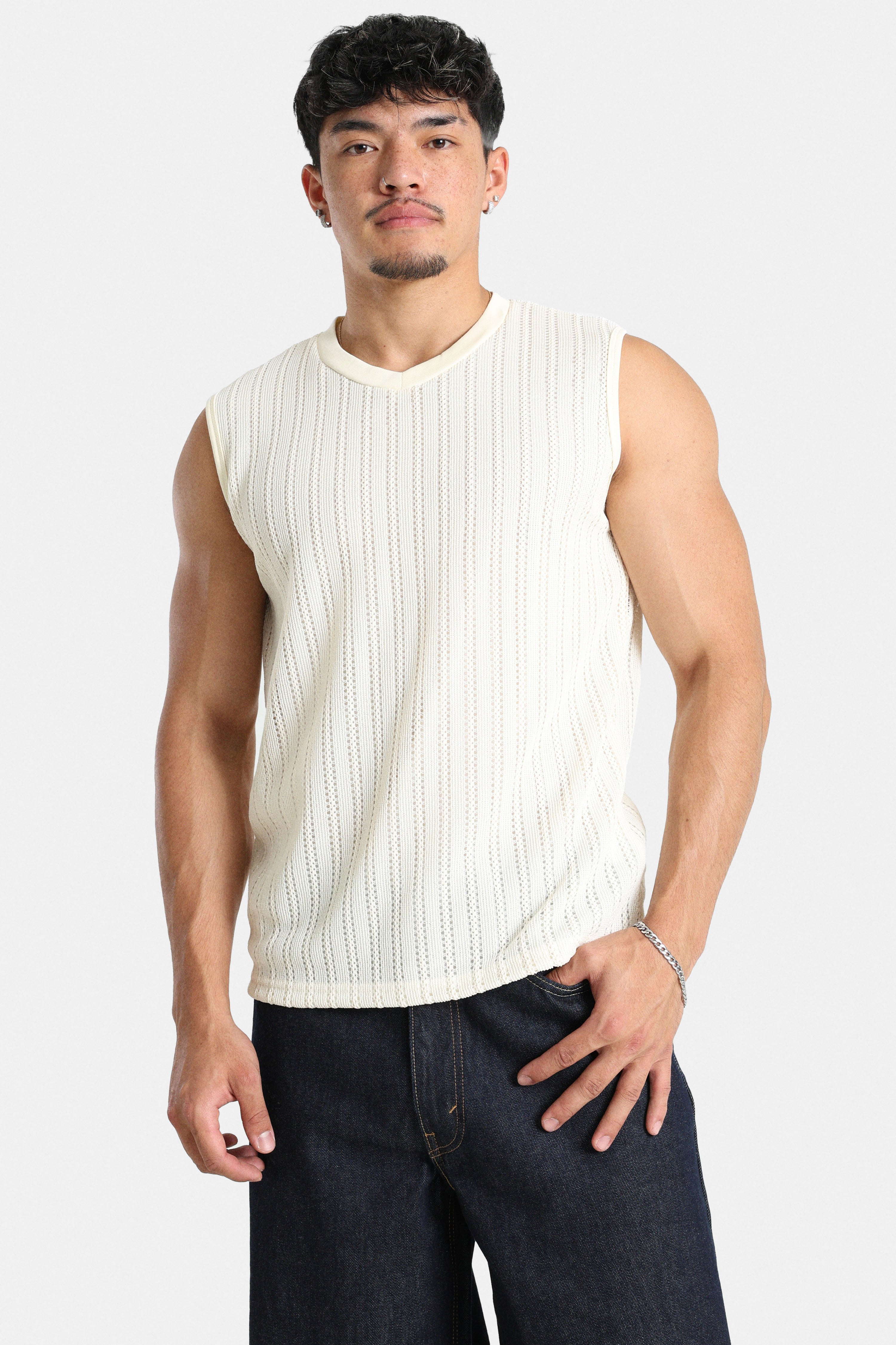 Strukturiertes Tanktop - Offwhite