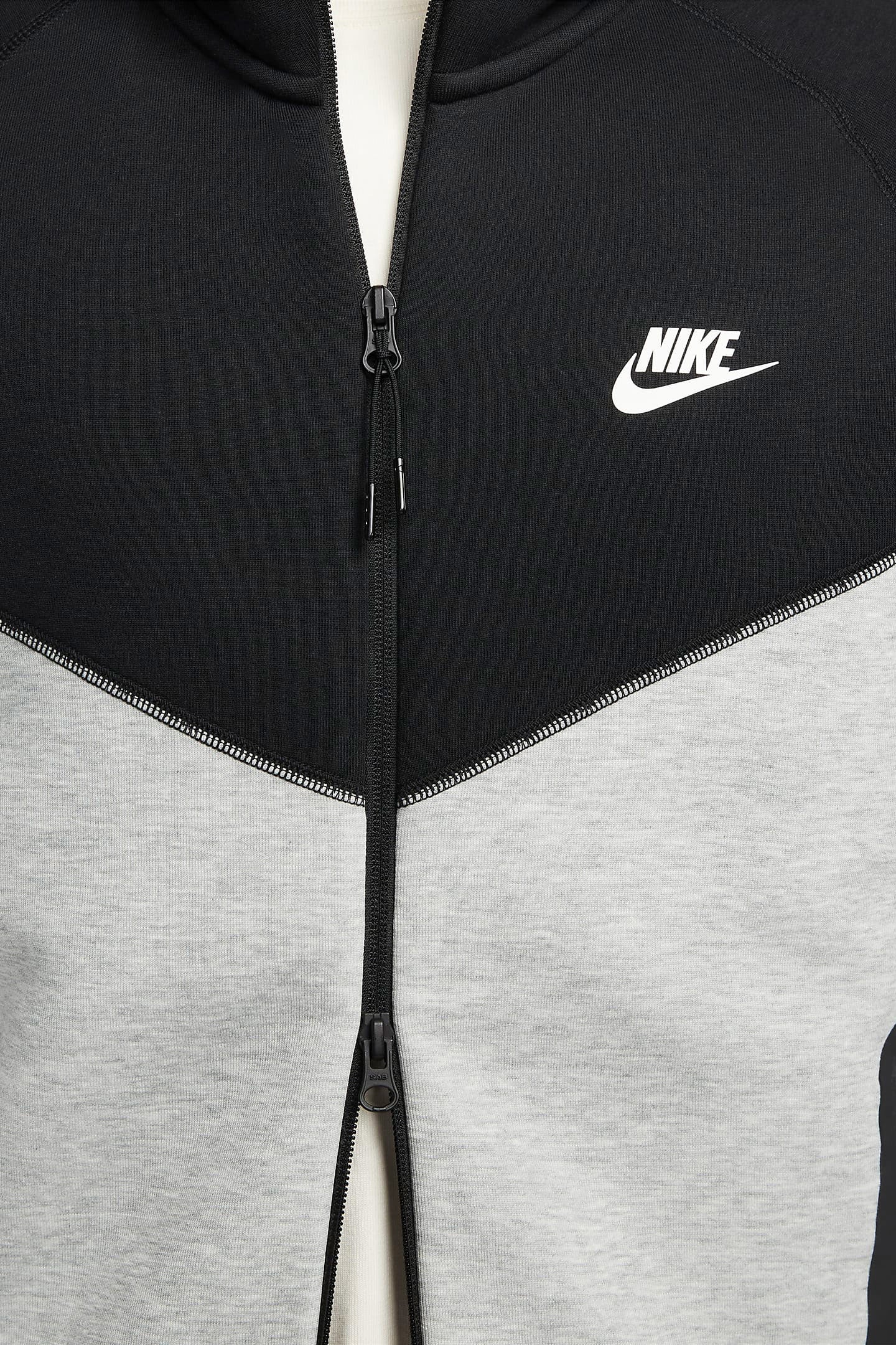 Sportswear Tech Fleece Kapuzensweatjacke - Light Grey Heather + Black