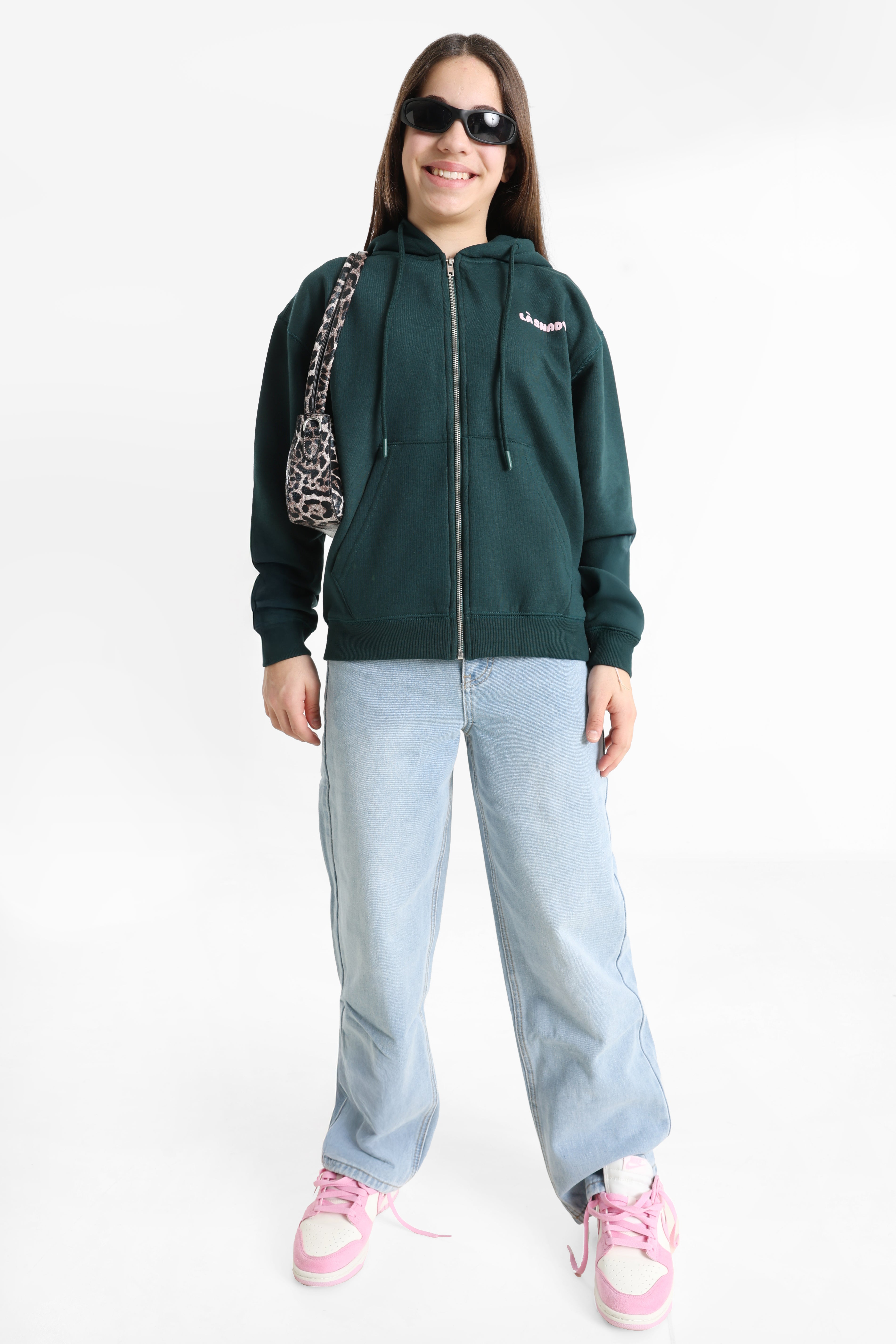 Kapuzensweatjacke - Dunkelgrün