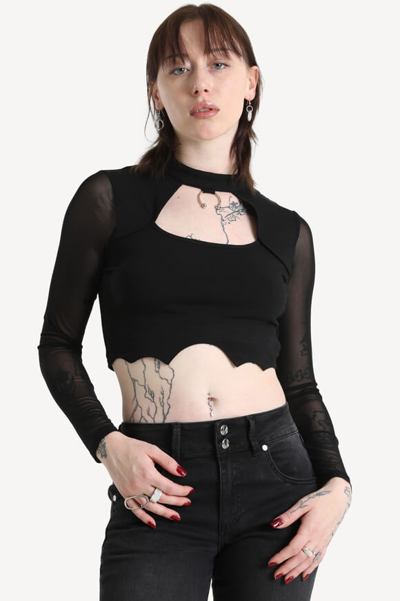 Crop Langarmshirt - Black