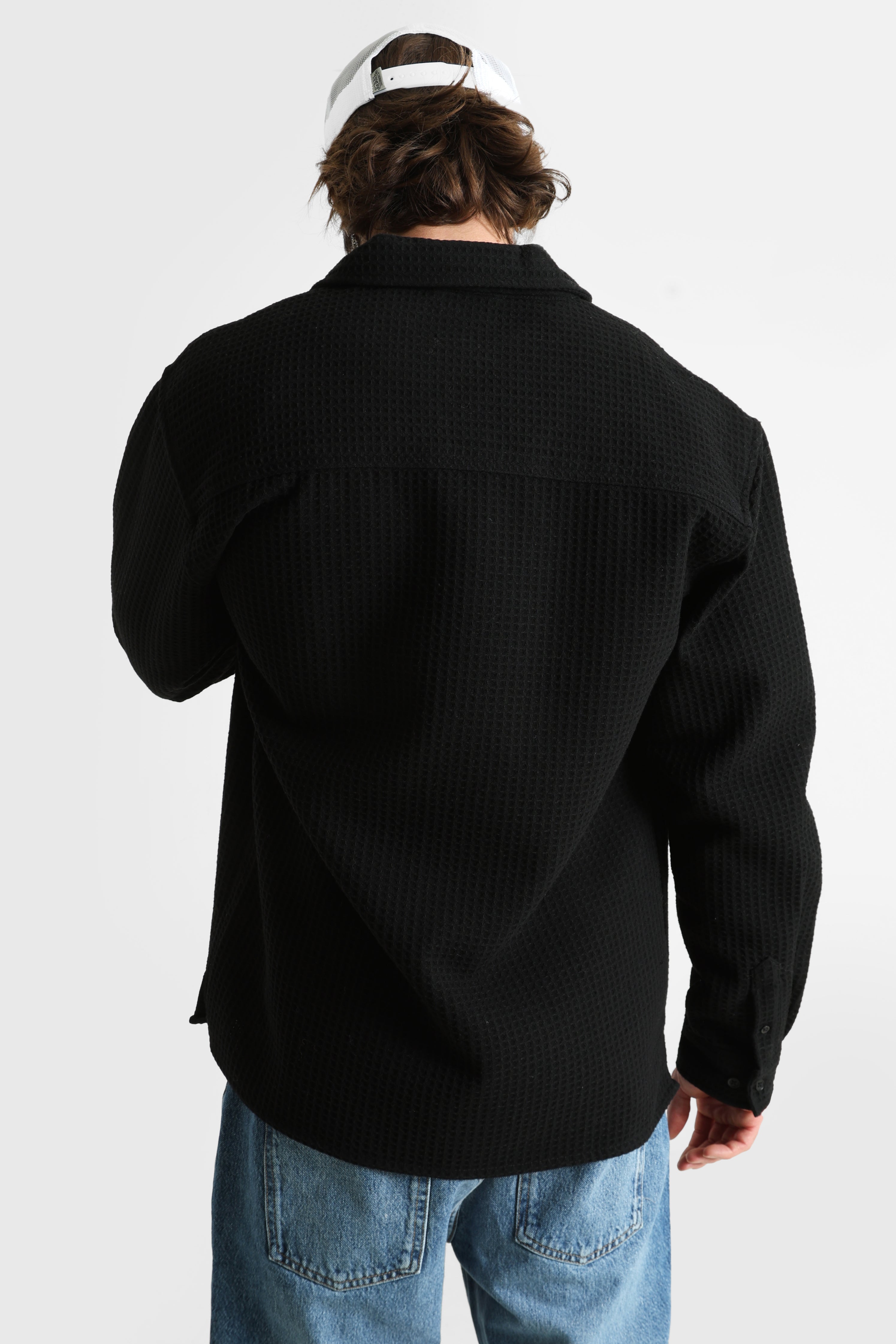 RRCHEN Maglia over con struttura waffle - Nero