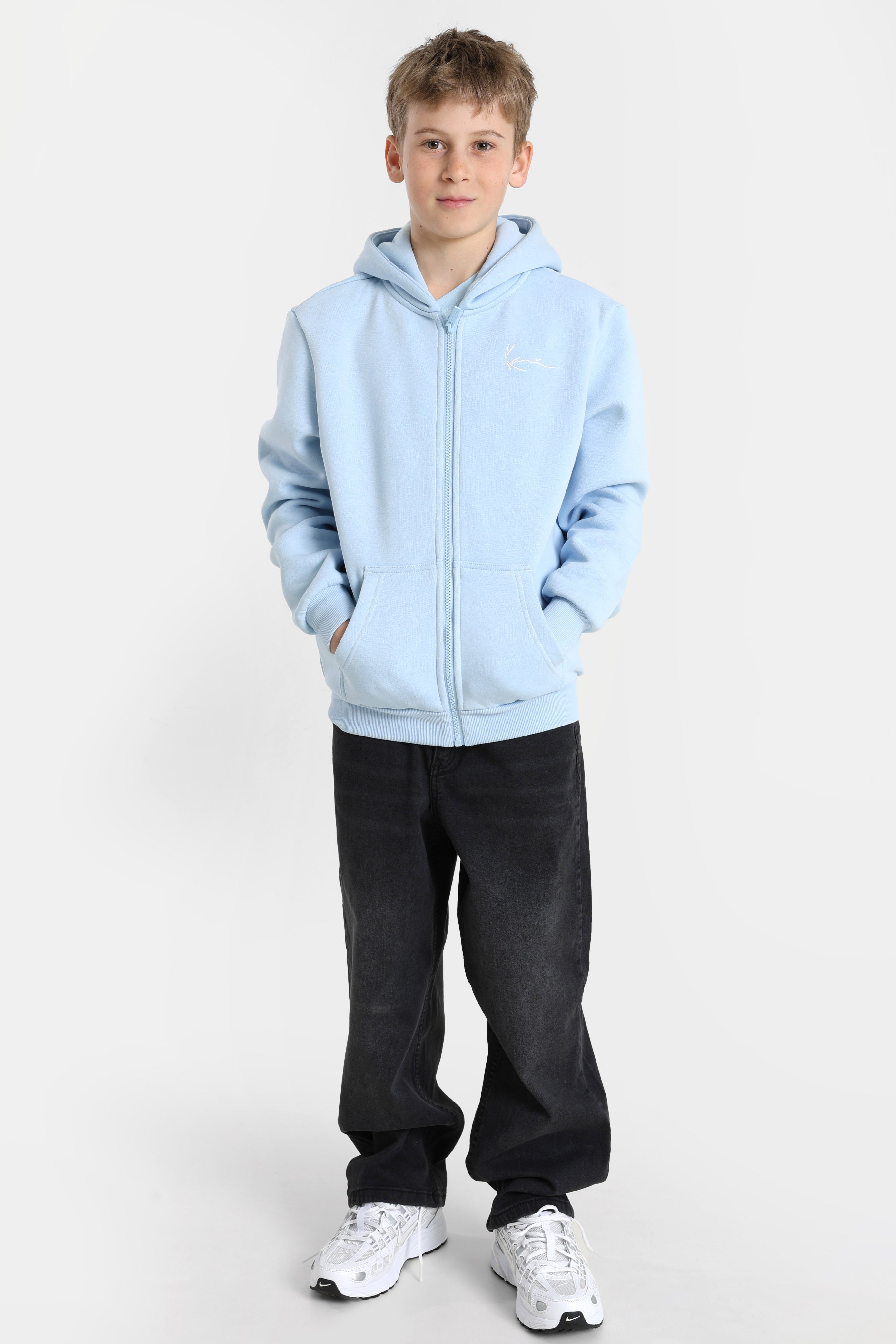 Oversize Kapuzensweatjacke - Light Blue