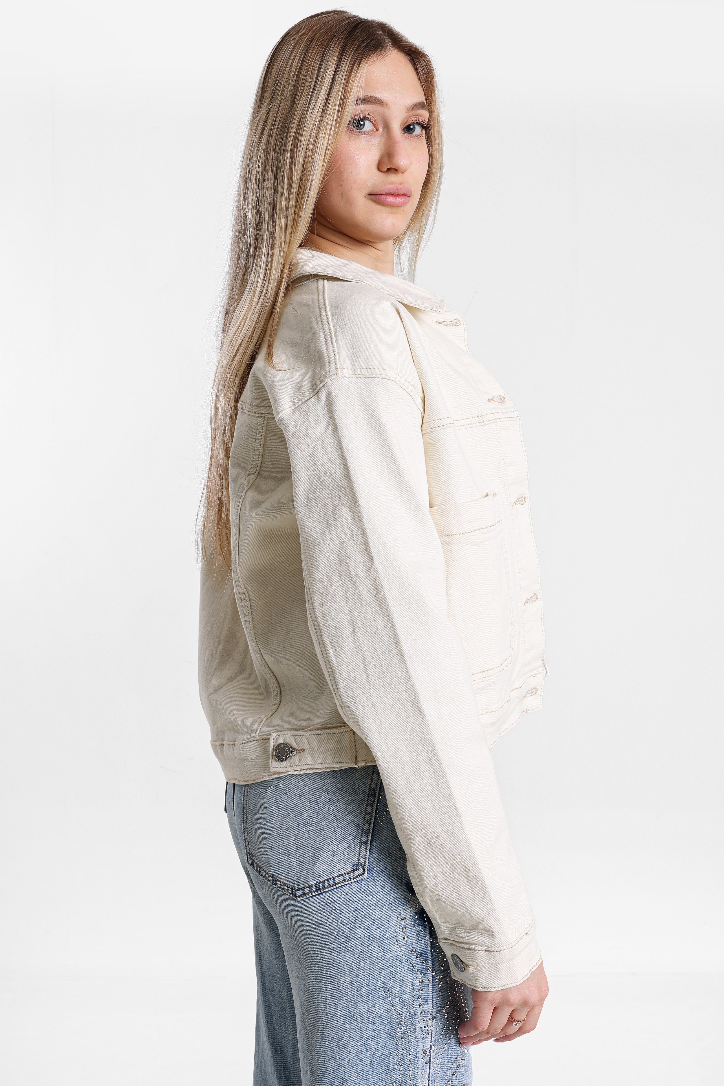 Crop Jeansjacke - Cream