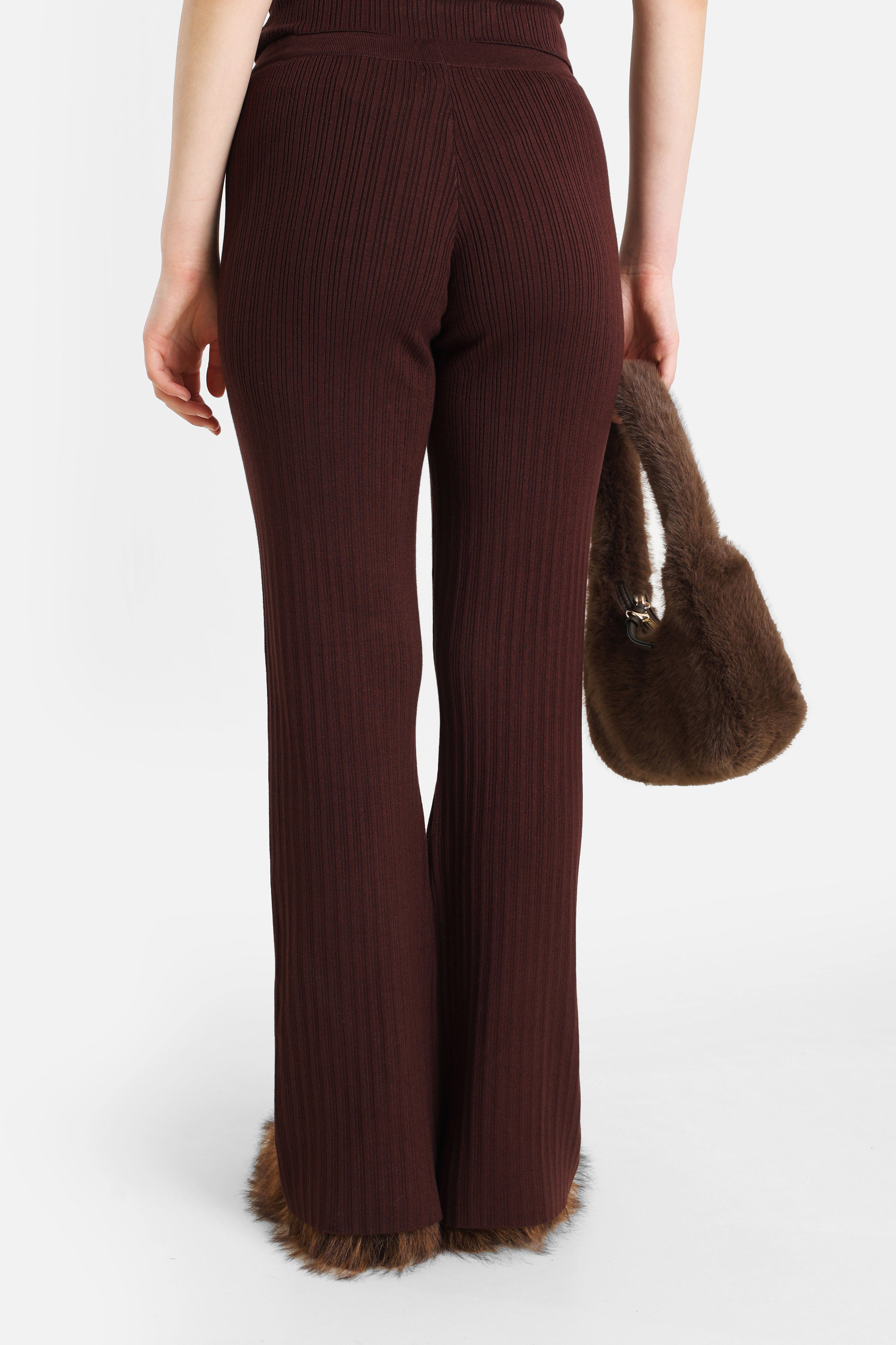 Gerippte Strickhose - Dunkelbraun