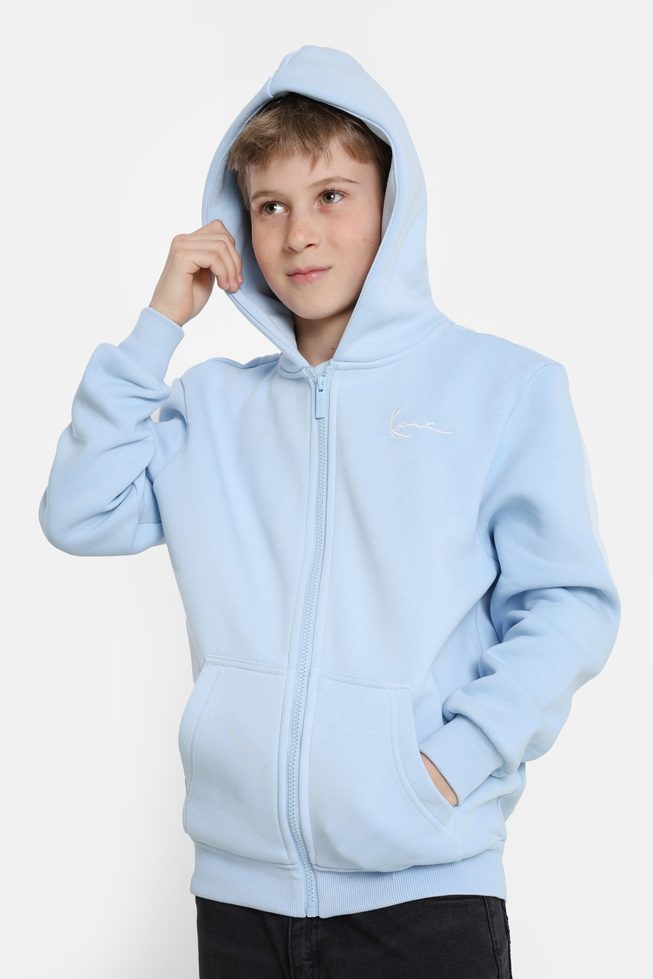 Oversize Kapuzensweatjacke - Light Blue