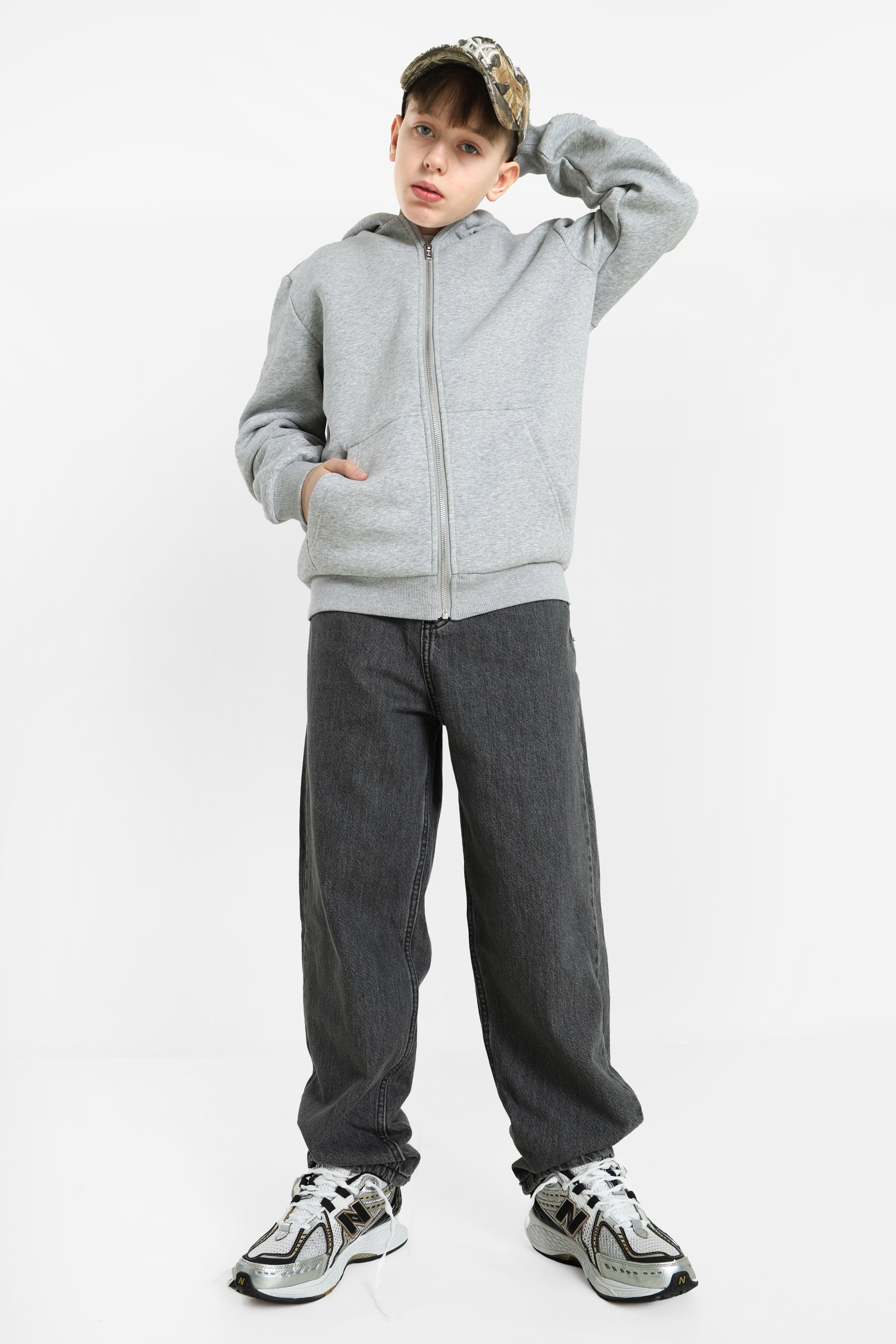 Kapuzensweatjacke - Grey Heather