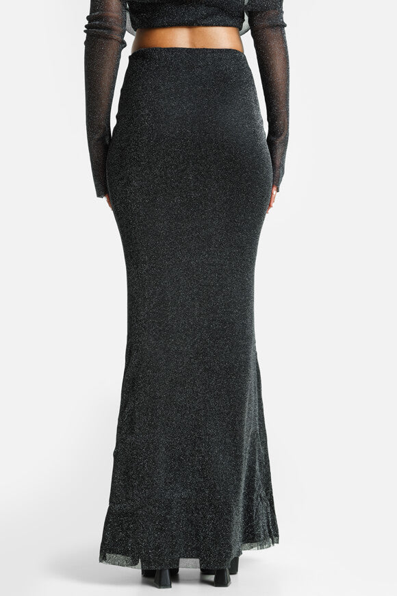 Maxi gonna glitterata - nero + argento